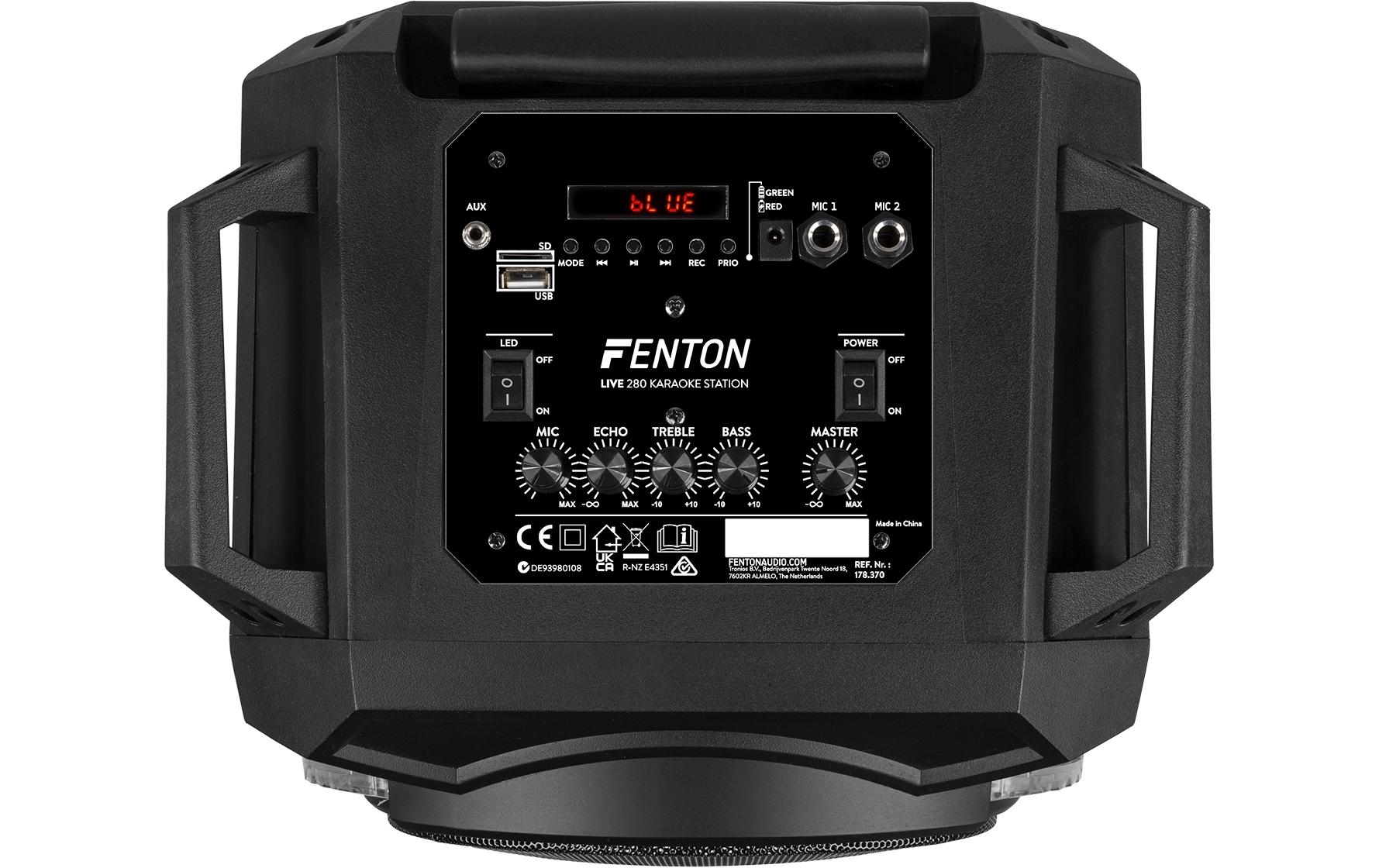 Fenton Haut-parleurs Machine de karaoké LIVE280 Noir