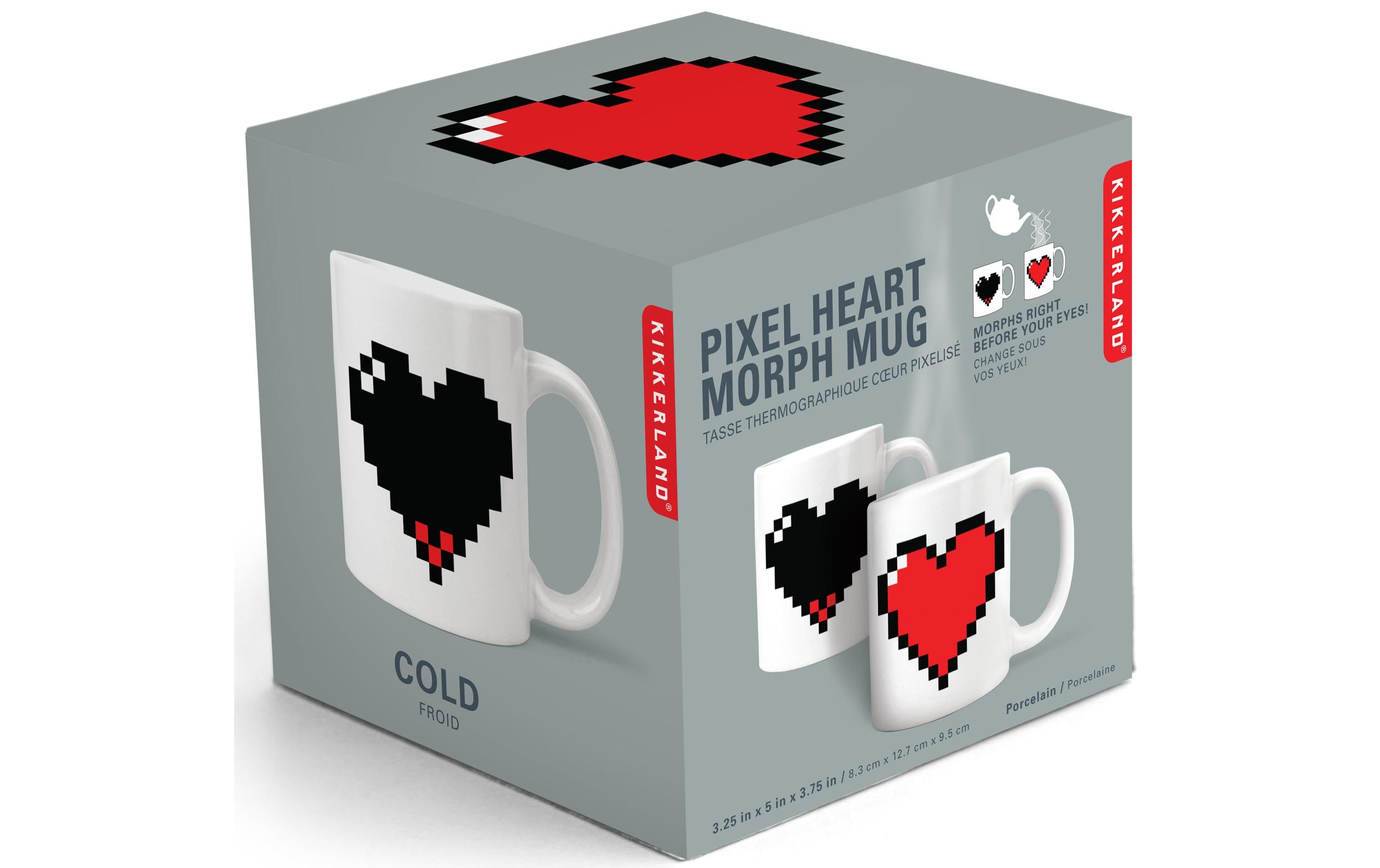 Kikkerland Tasse à café Coeur de pixel avec changement de couleur