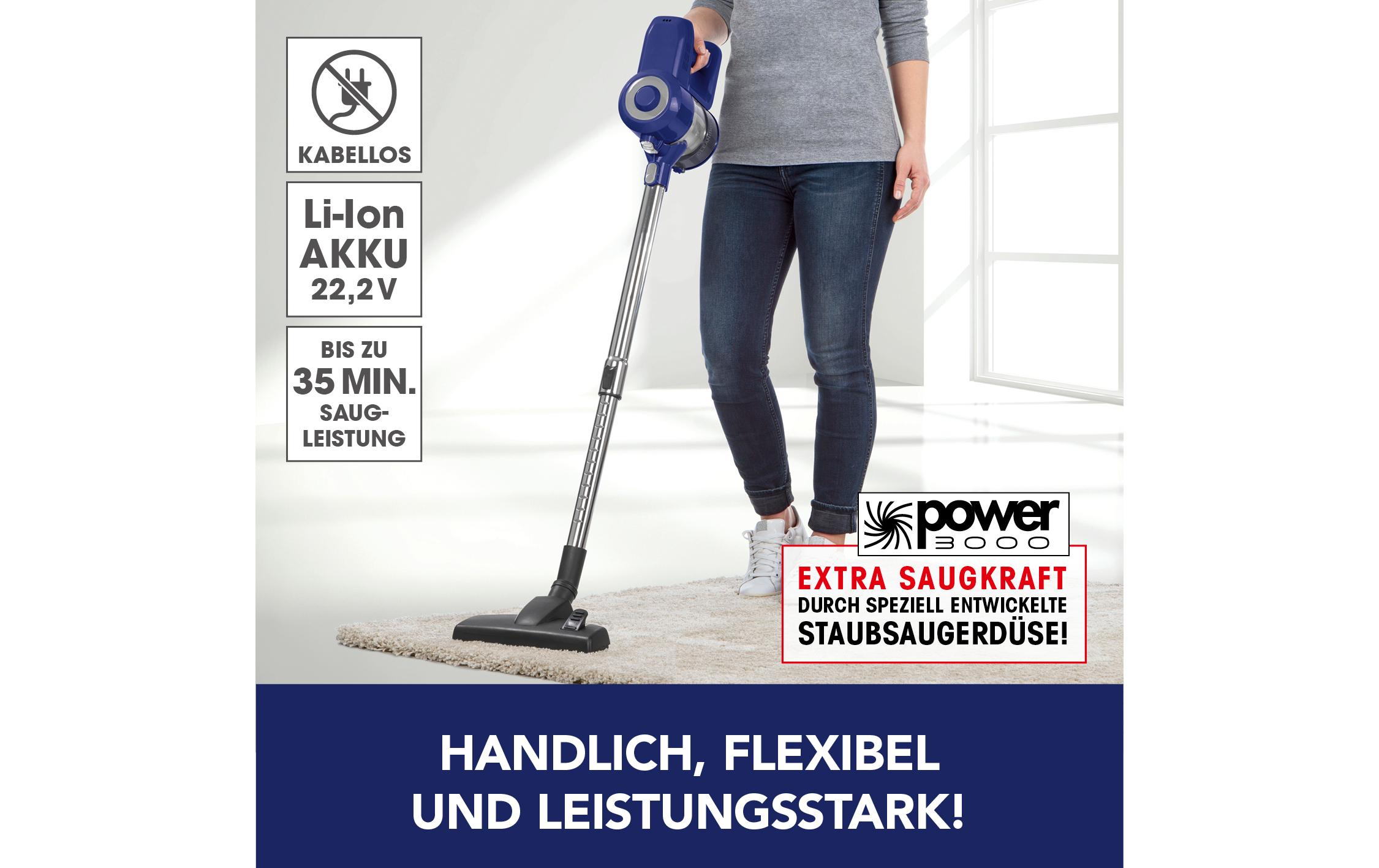 CLEANmaxx Aspirateur à main/manche sans fil Bleu/Argenté