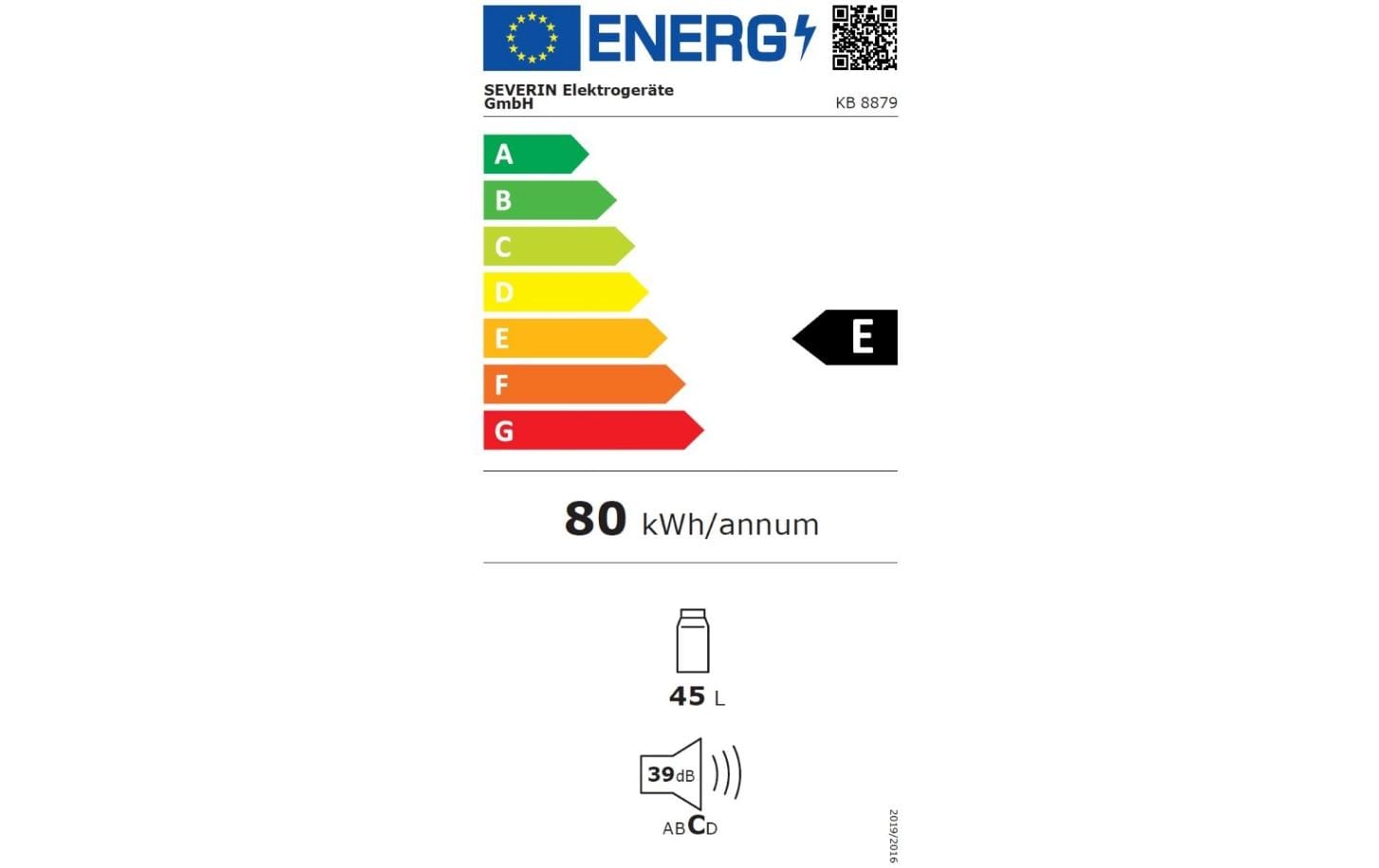 Severin Réfrigérateur KB 8879 Noir, Droite