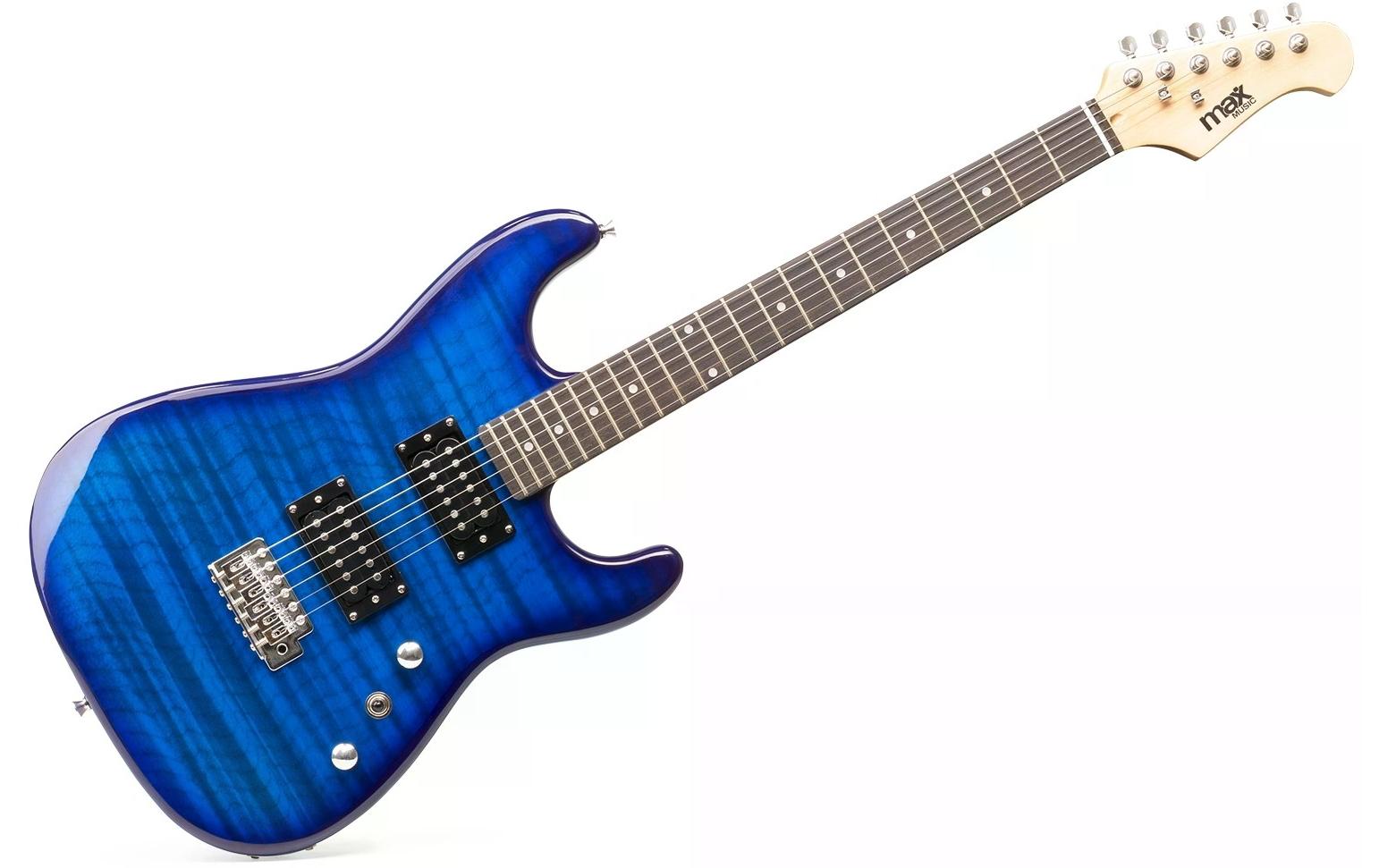 MAX Guitare électrique GigKit Quilted Style bleu