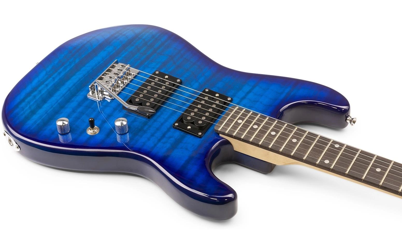 MAX Guitare électrique GigKit Quilted Style bleu
