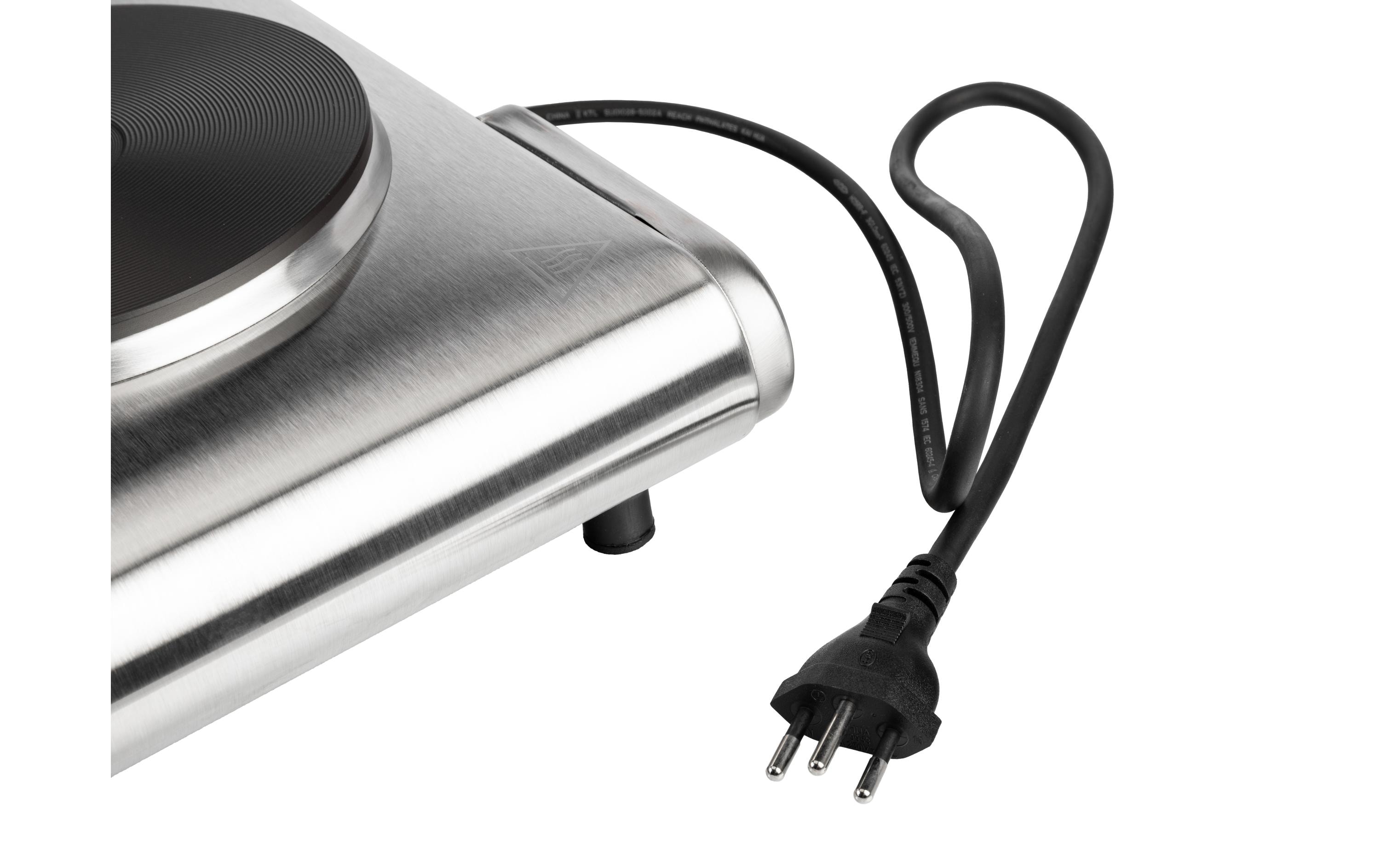 URBER Plaque de cuisson double argent, 1500 W / 1000 W