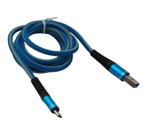 Câble USB Micro-usb tressé 1M "BLEU"