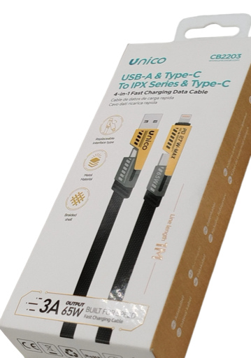 Câble de chargement rapide High-Tech USB-A et Type-C