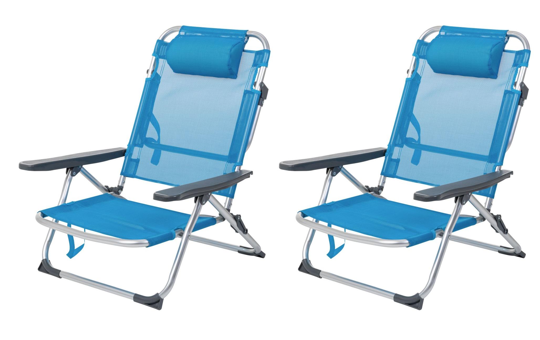 KOOR Chaise de plage Arieenzo, bleu, 2 pièces