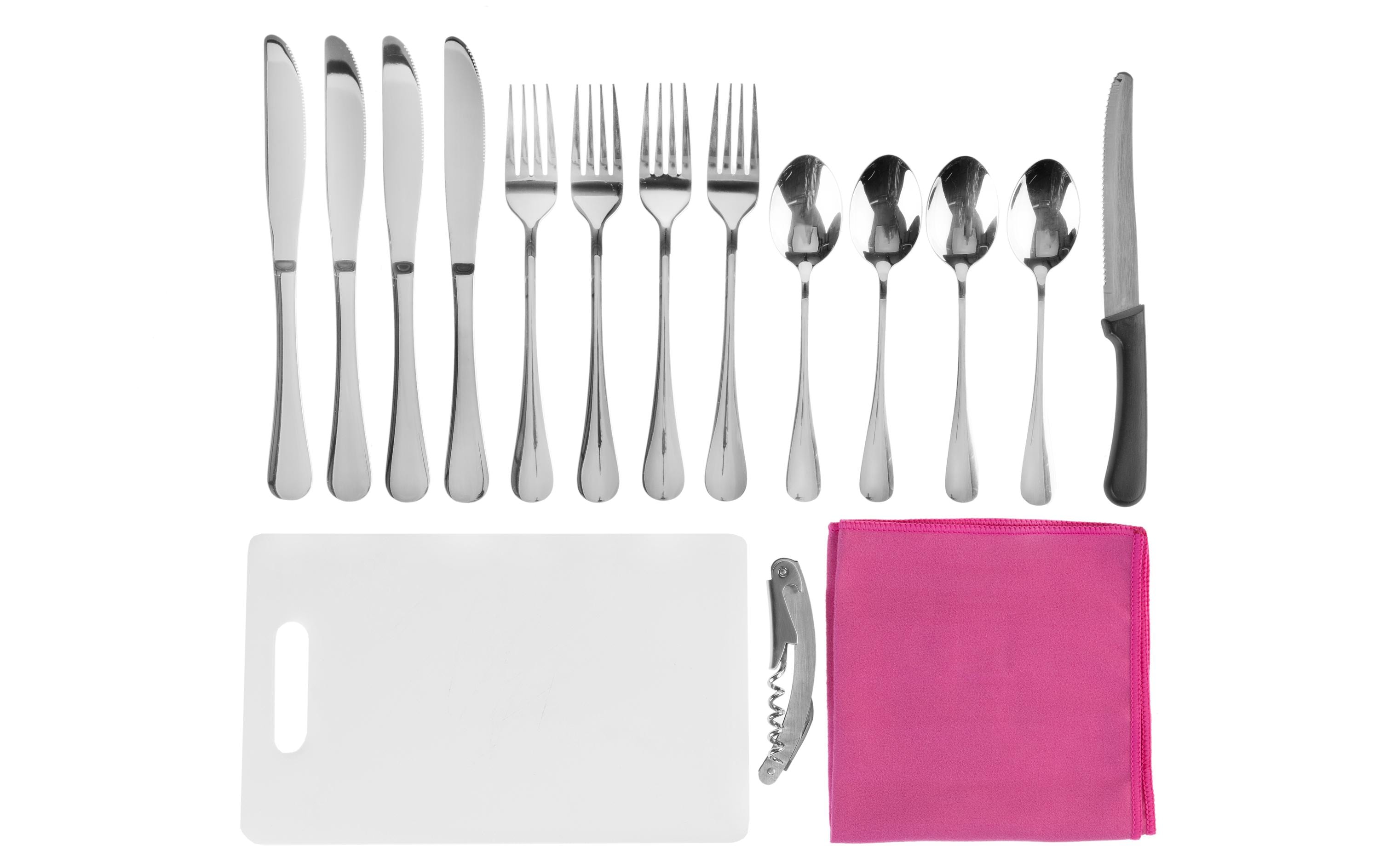 KOOR Kits de couverts de camping 4 personnes, Rosa