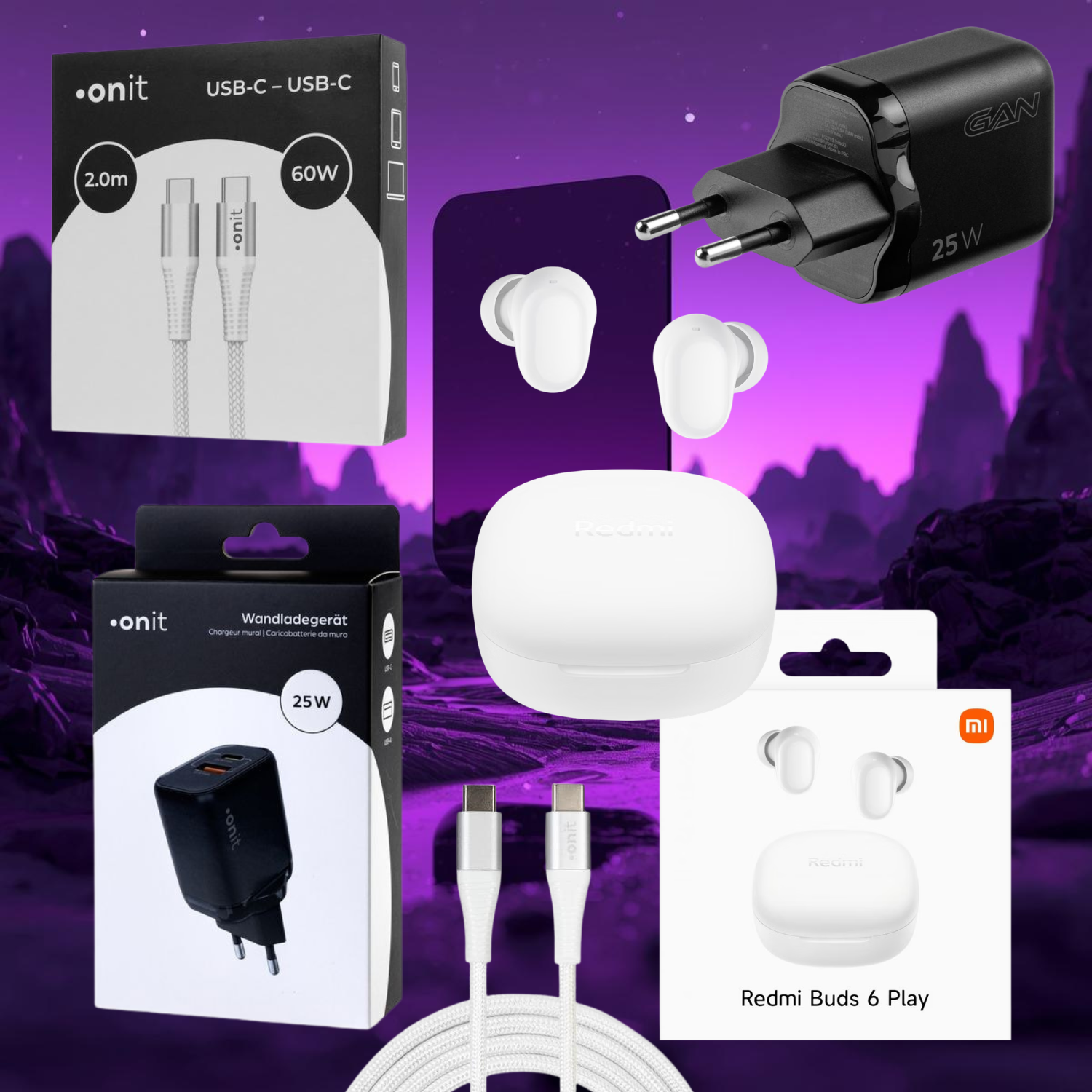 Pack Trio [Xiaomi Buds 6, onit chargeur 25W, onit câble tressé type-C 2 M] – Prix réduit sur le lot