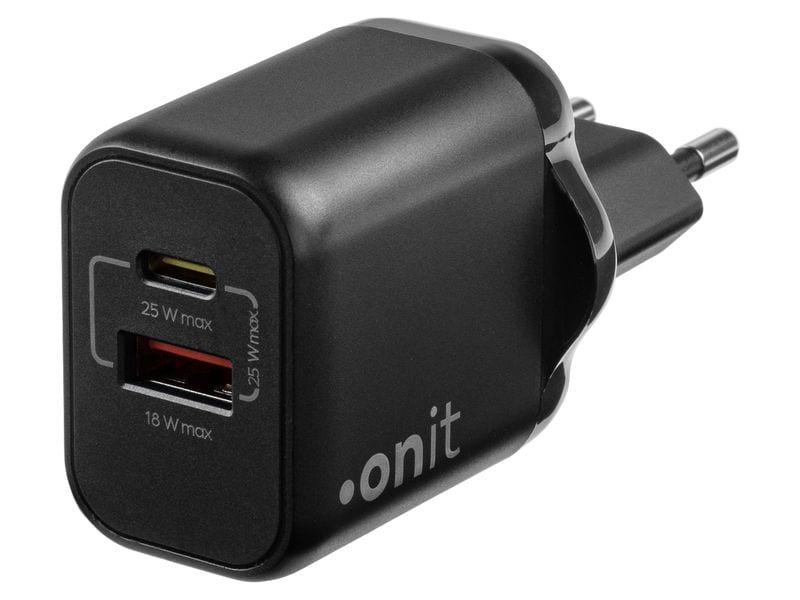 onit Chargeur mural USB Dual 1C1A 25 W GaN Noir