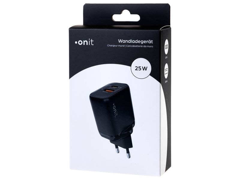 onit Chargeur mural USB Dual 1C1A 25 W GaN Noir