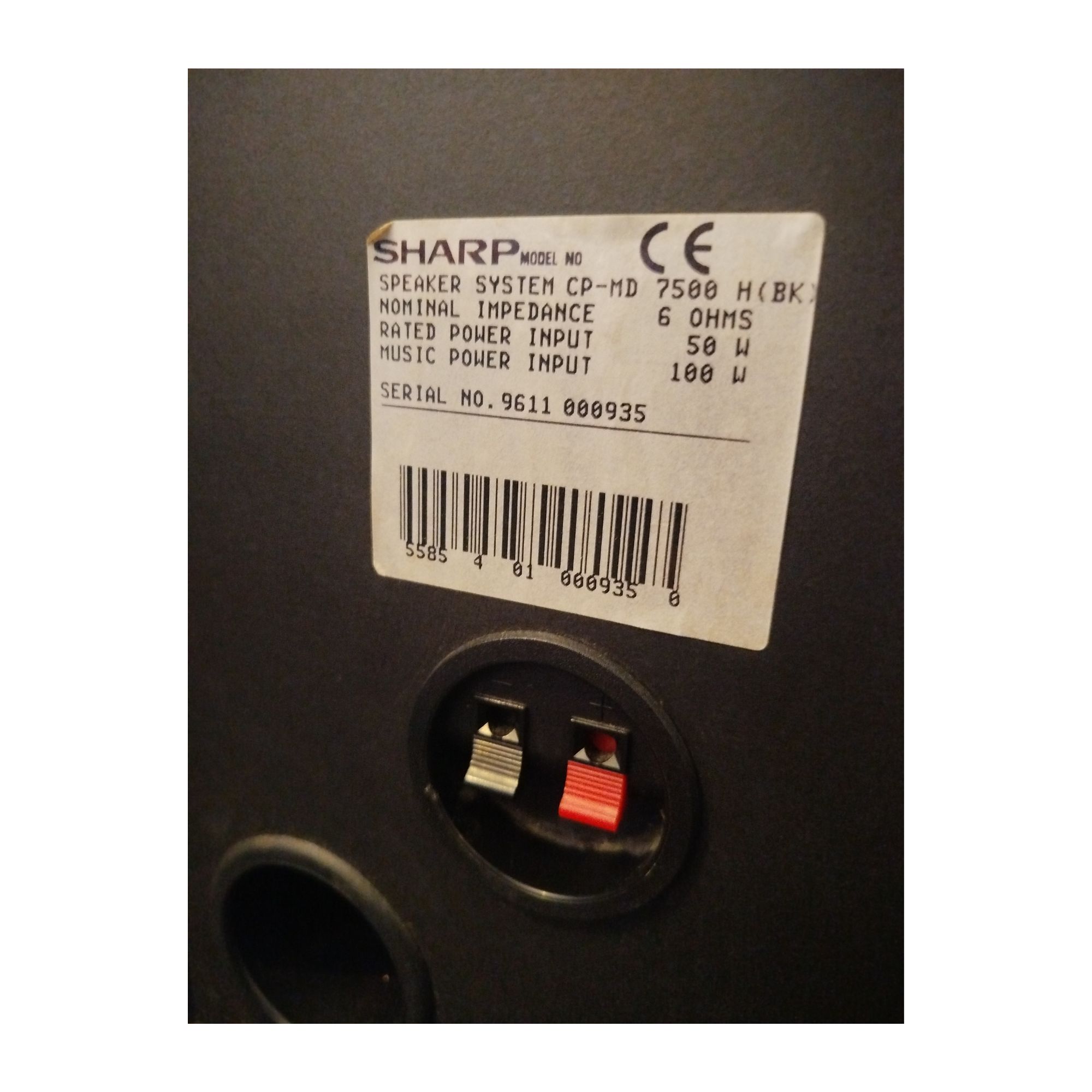 Enceintes Stéréo SHARP 50W (la paire)