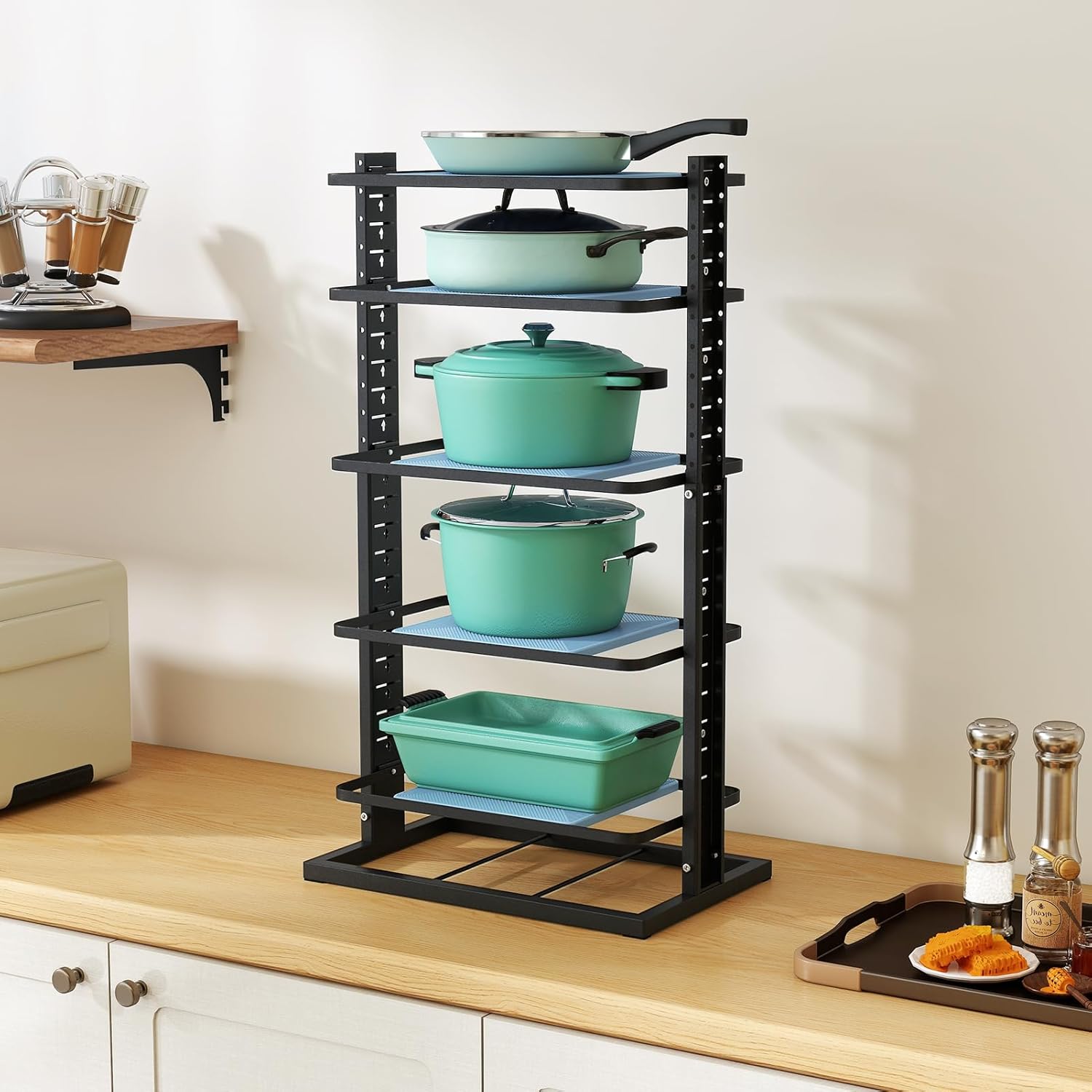 6-Tier Heavy Duty Adjustable Pan Pot Organizers