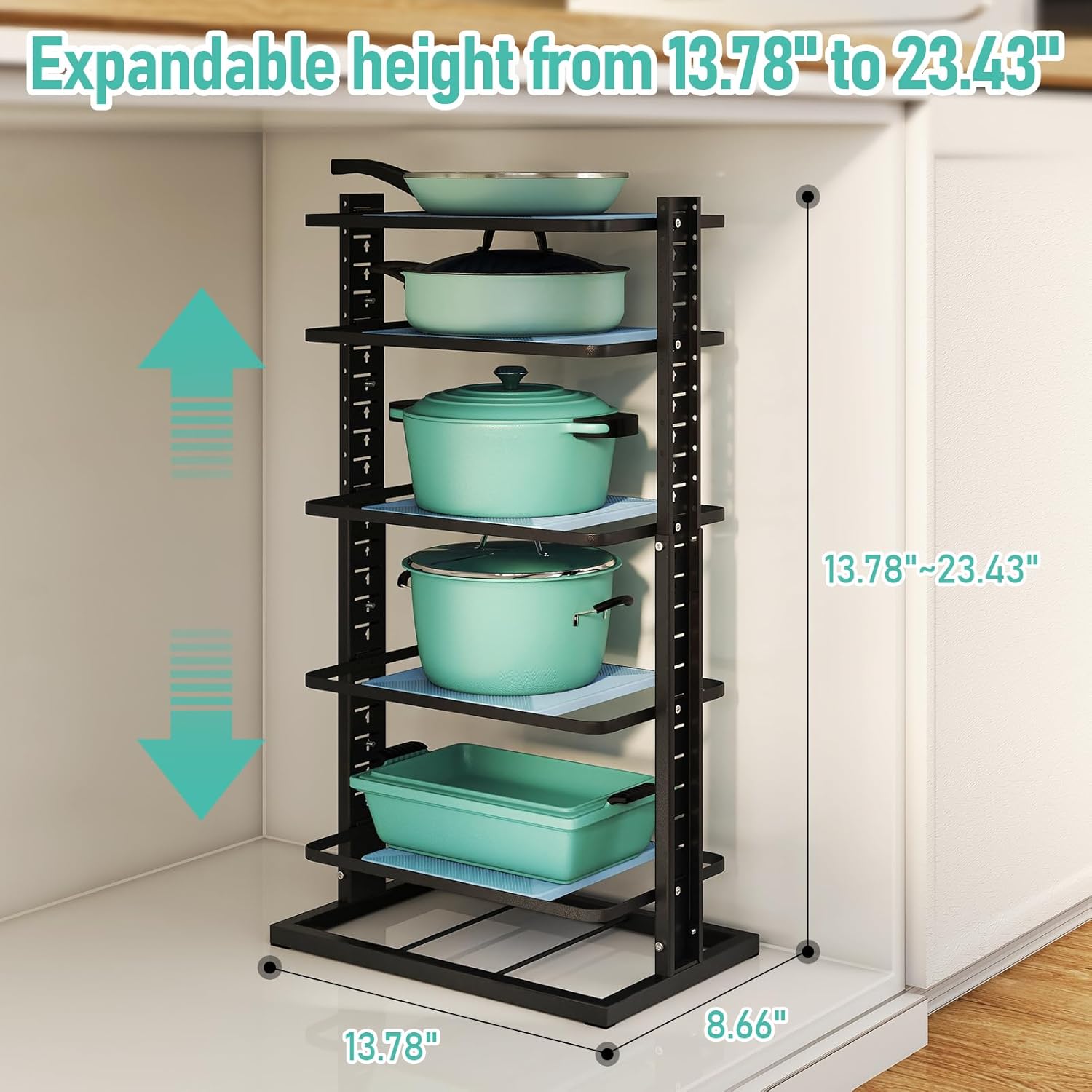 6-Tier Heavy Duty Adjustable Pan Pot Organizers 
