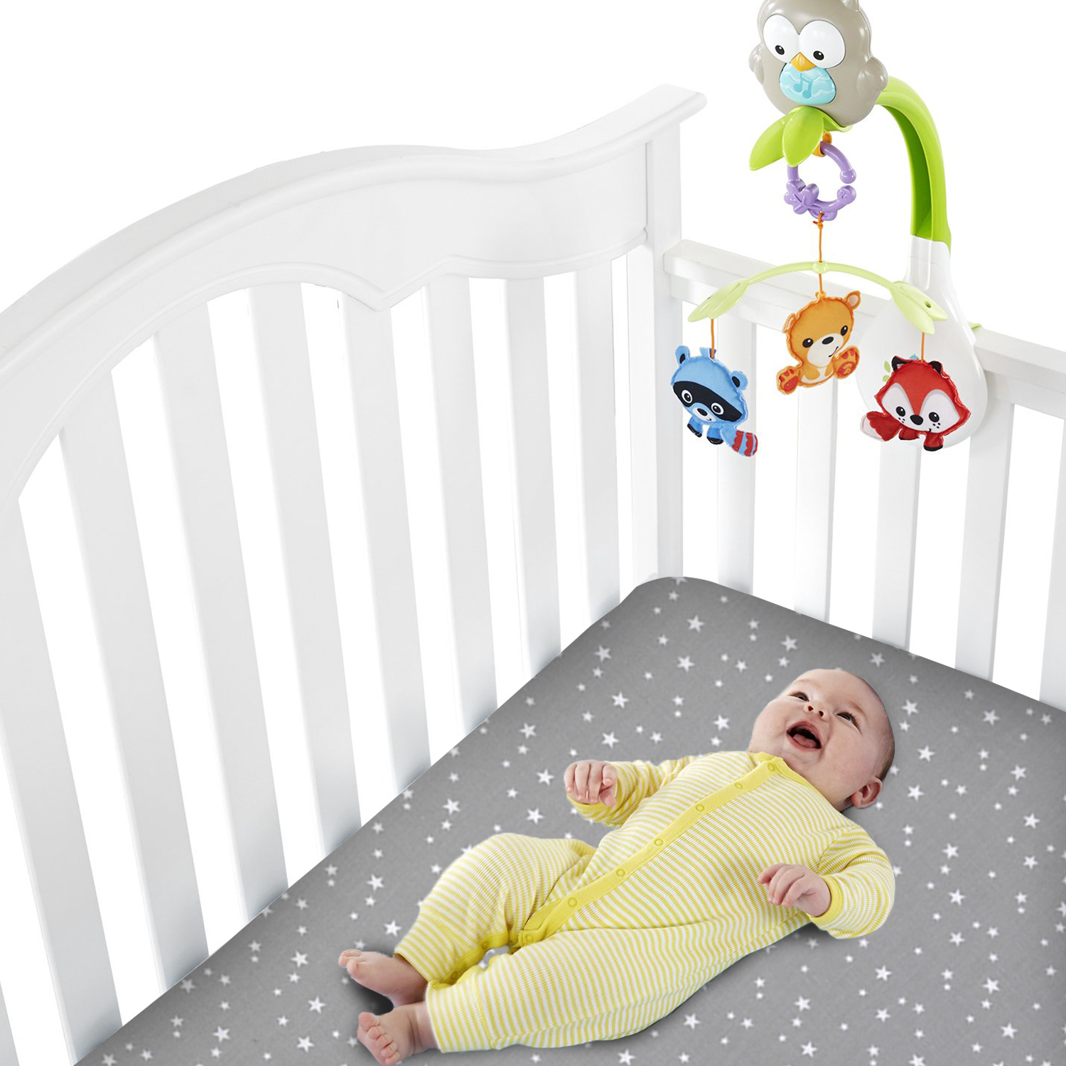 Lilly Belly Pack of 2 100% Organic Cotton GOTS Cert. Simple Crib Sheets 90x55cm, 60X120cm,70x140cm (Star)