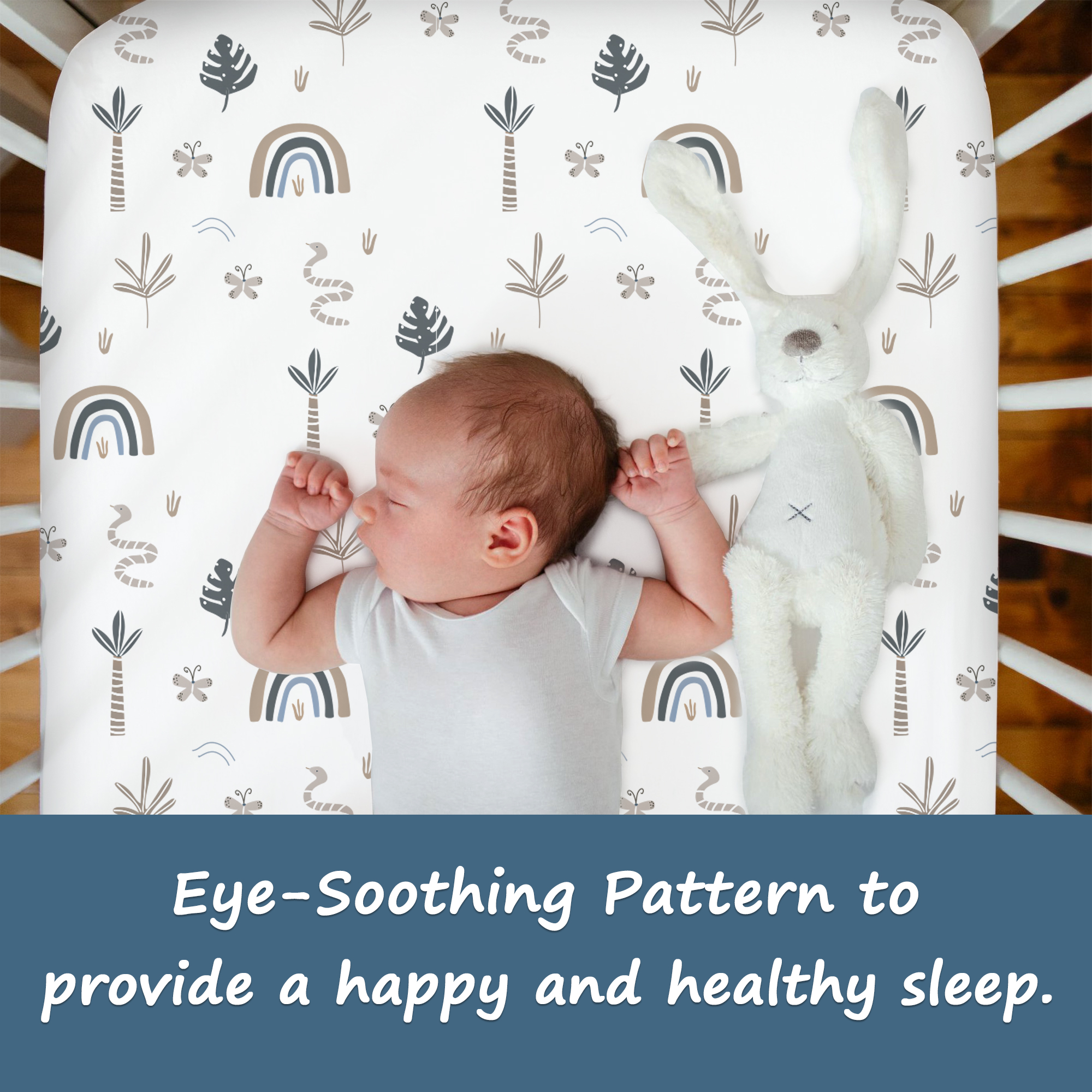 Lilly Belly Pack of 2 Organic Cotton GOTS Crib Sheets 90x55 cm, 60x120 cm, 70x140 cm (Jungle)