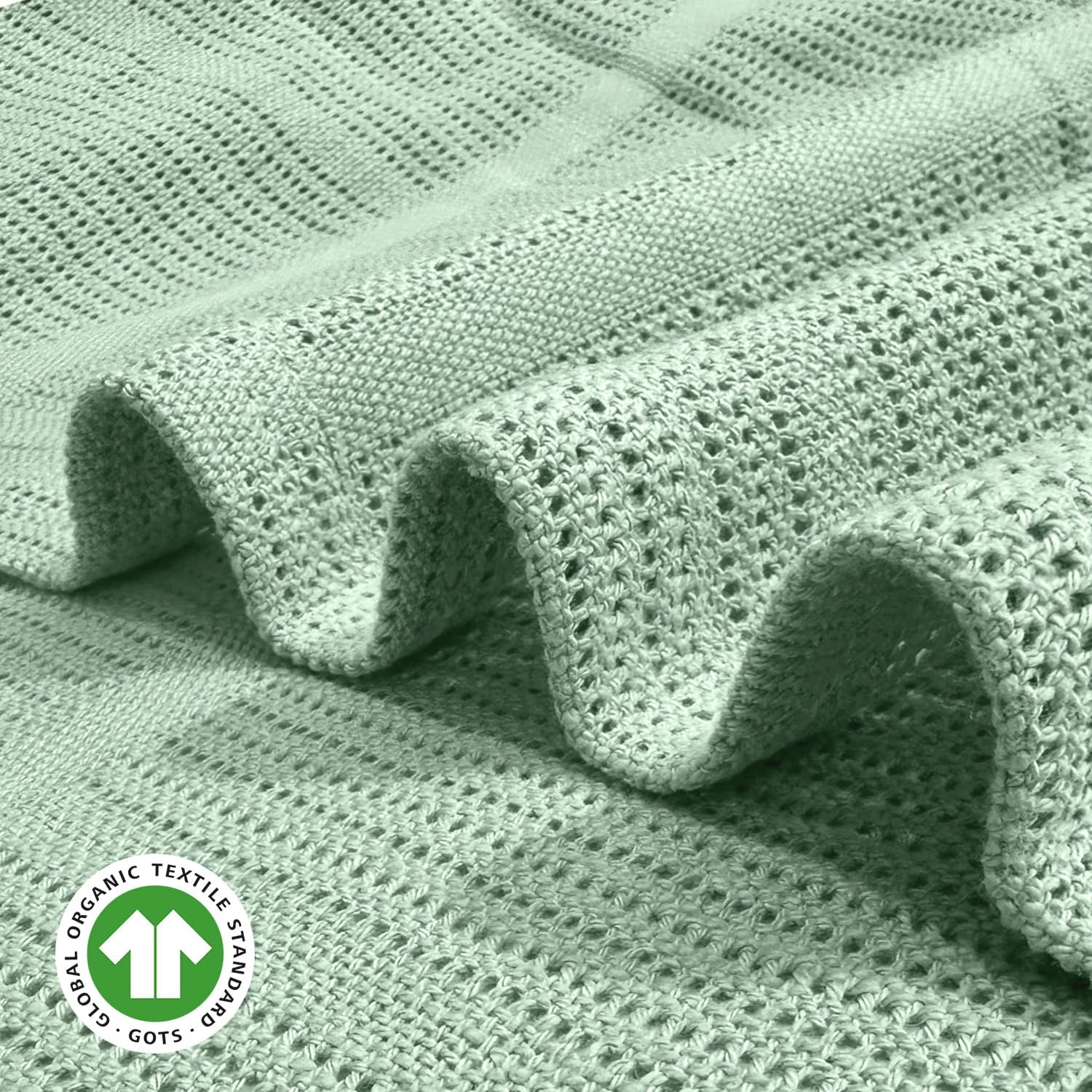 Pack of 2 Pure 100% Organic Cotton Baby Blankets, Baby Cellular Blankets 70 x 90 cm