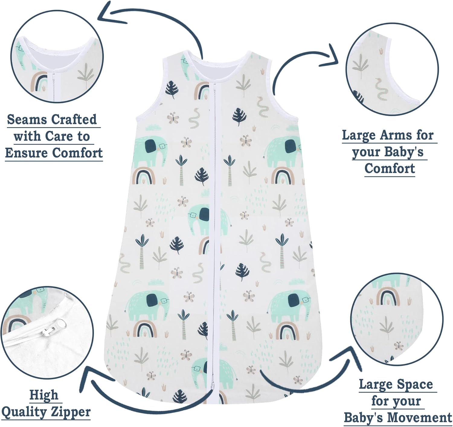 Lilly B. Unisex Sleeping Bags 2.5 tog Sleeping Bag 0-6, 6-18, 18-36 Months for All Seasons 100% Cotton Soft (2 Pack)