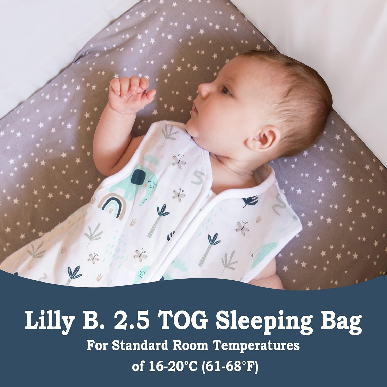 Lilly B. Unisex Sleeping Bags 2.5 tog Sleeping Bag 0-6, 6-18, 18-36 Months for All Seasons 100% Cotton Soft (2 Pack)