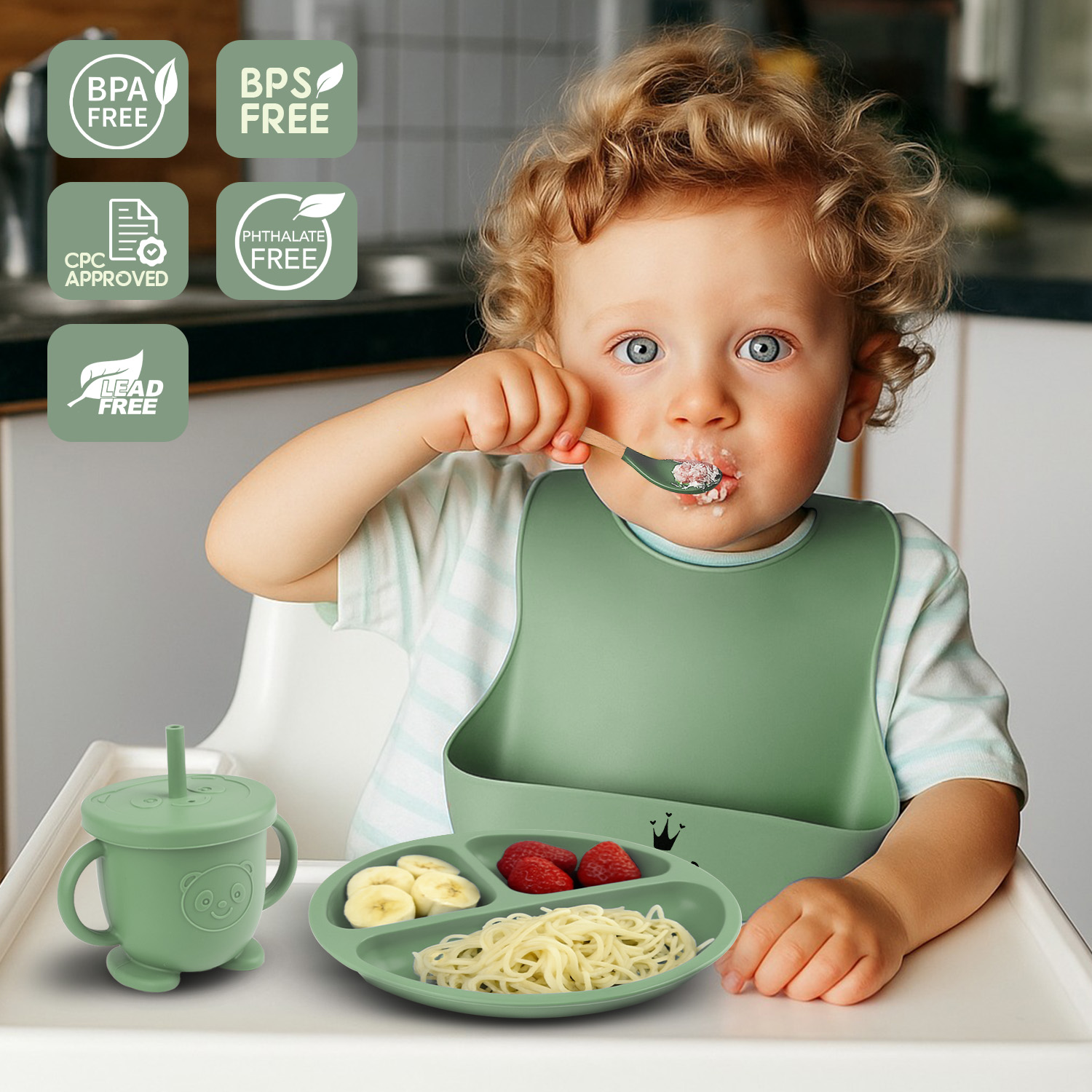  Baby Weaning Set – 9pc BPA Free Silicone Weaning Set
