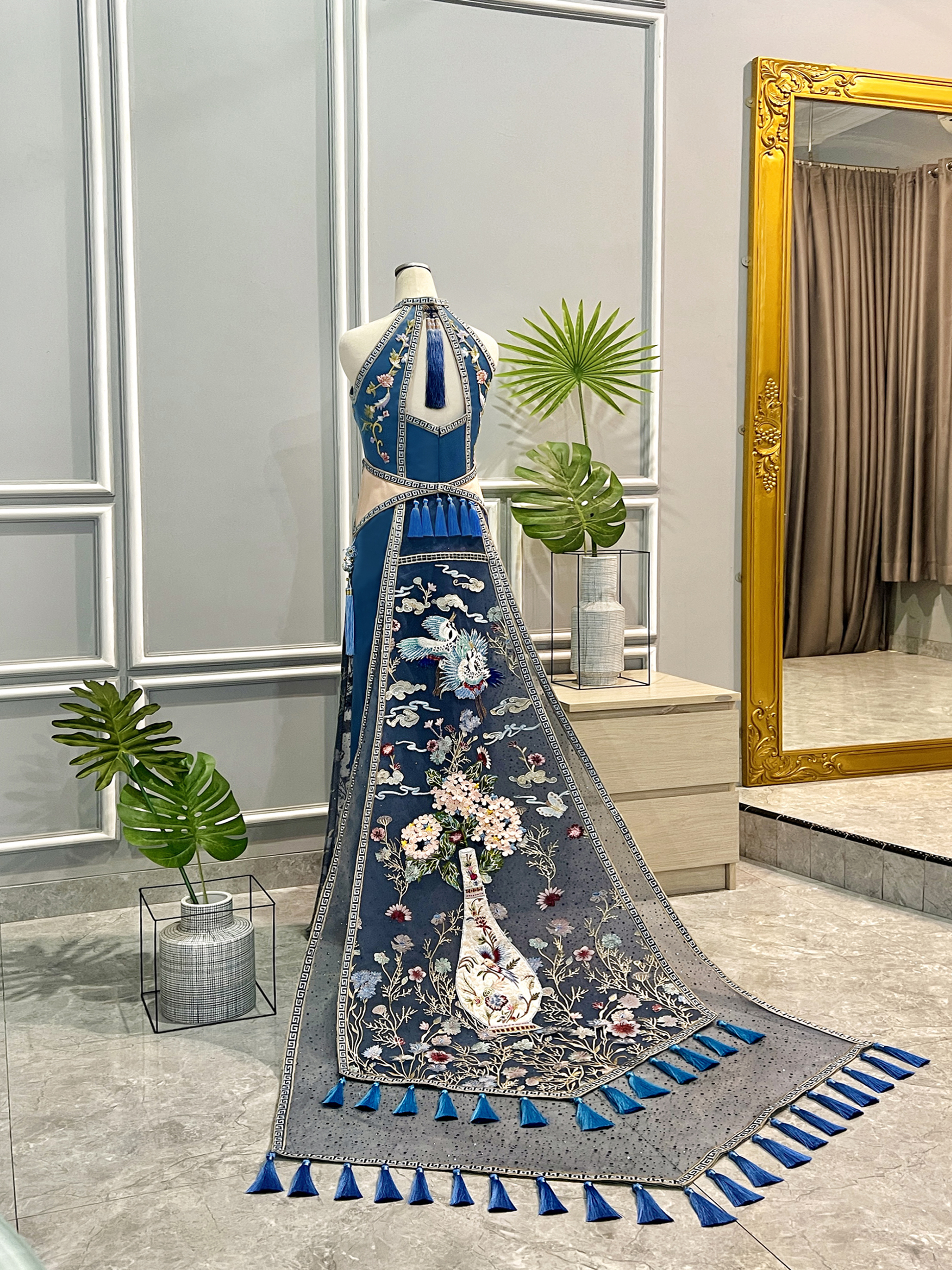 CC010- Deep Aegean Blue Cheongsam