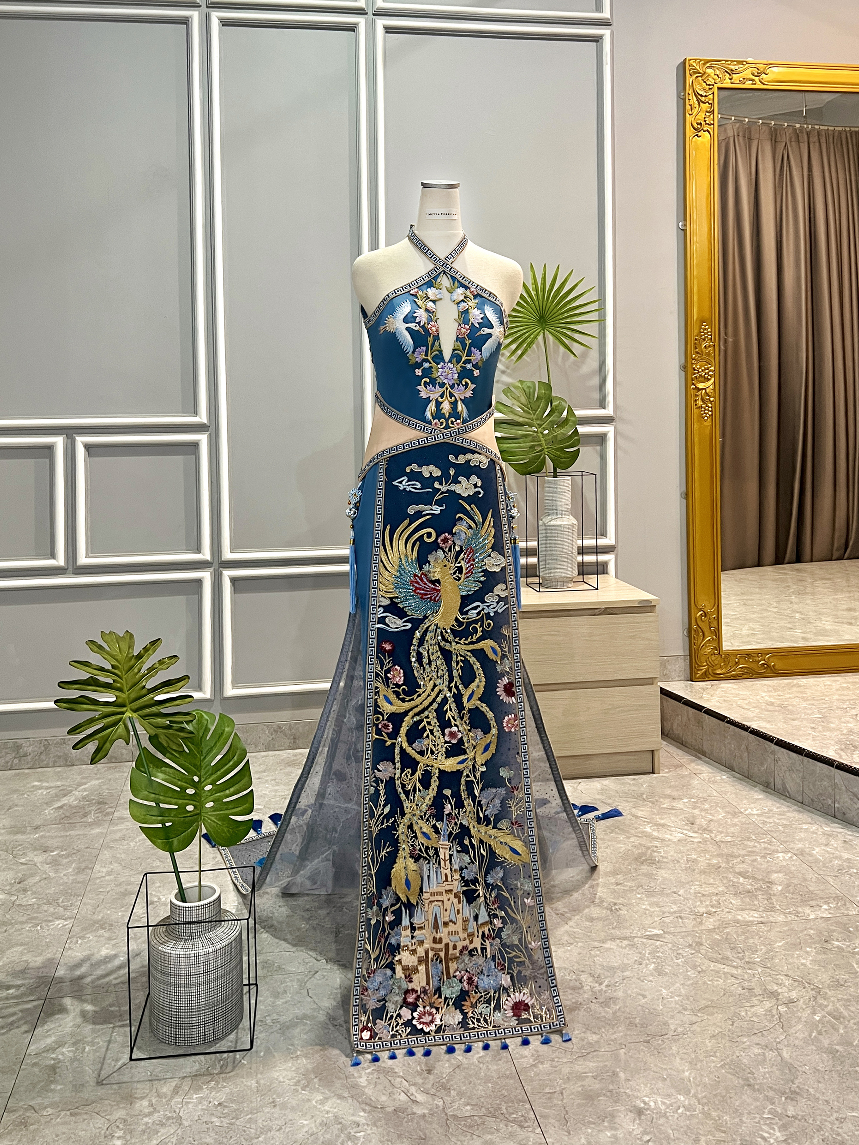 CC010- Deep Aegean Blue Cheongsam