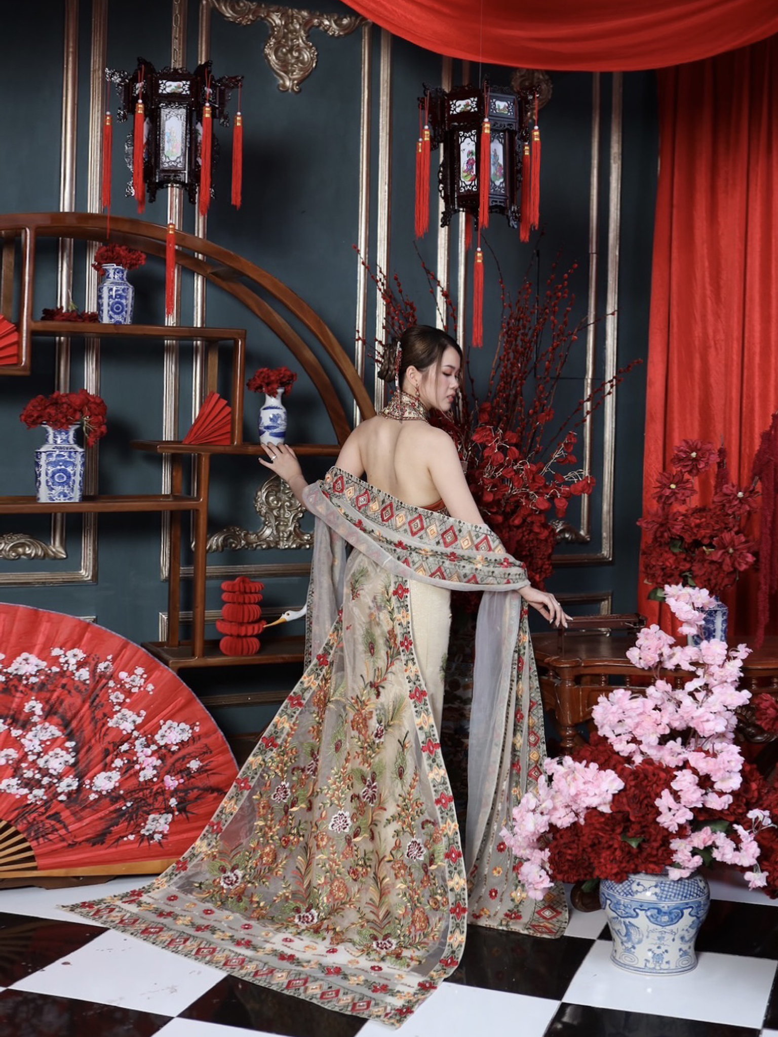 CC011- Assymetrical Gold Tiger Cheongsam