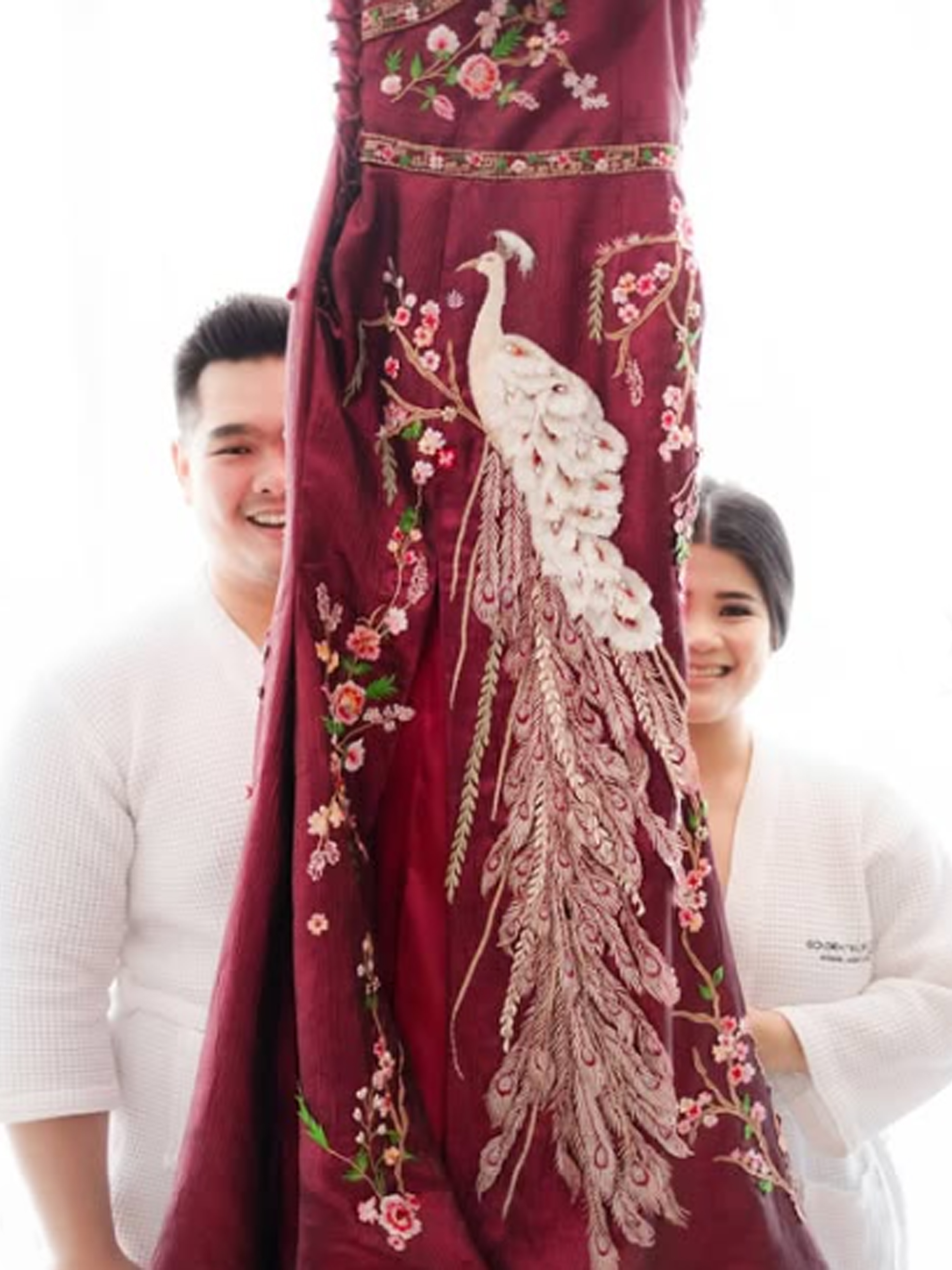 CC005- Assymetrical Red Peacock Cheongsam