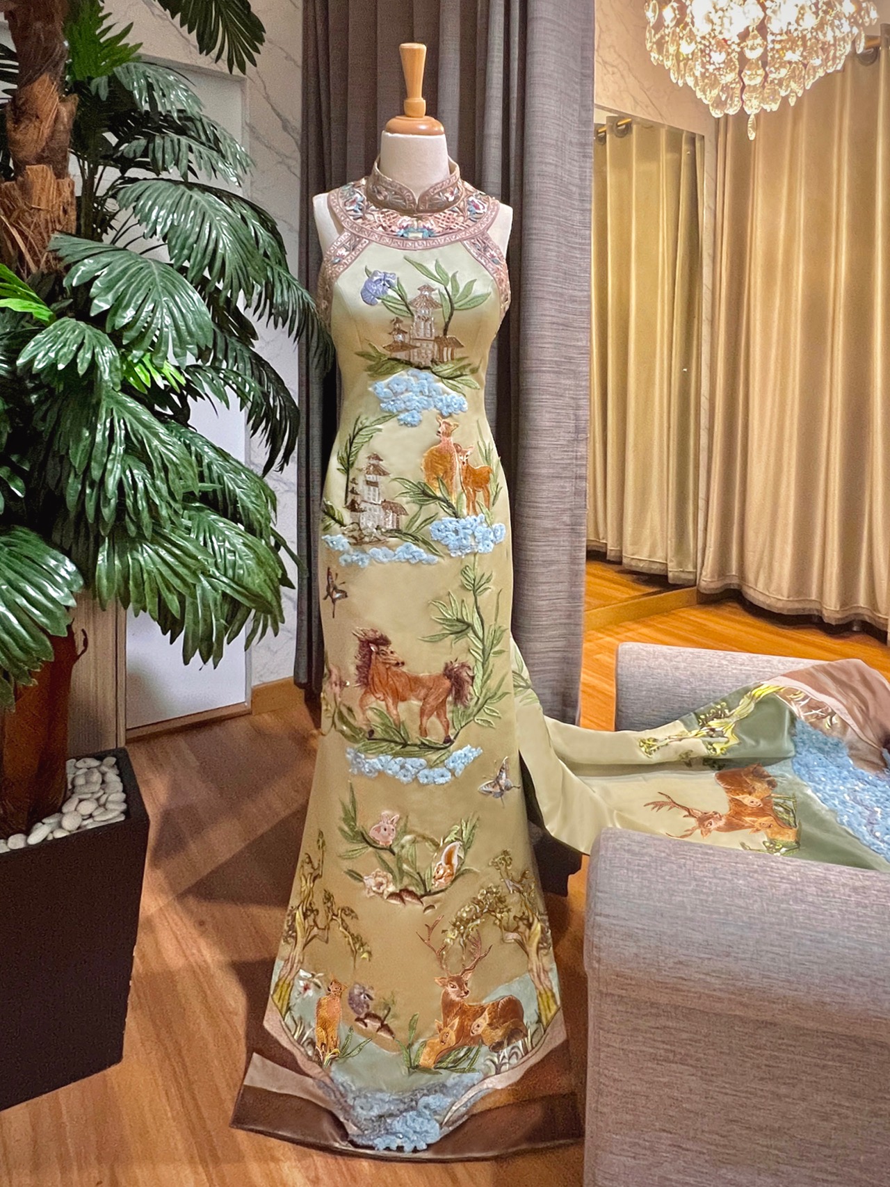 CC021 - Enchanted Serenity: The Sage Green Garden Cheongsam