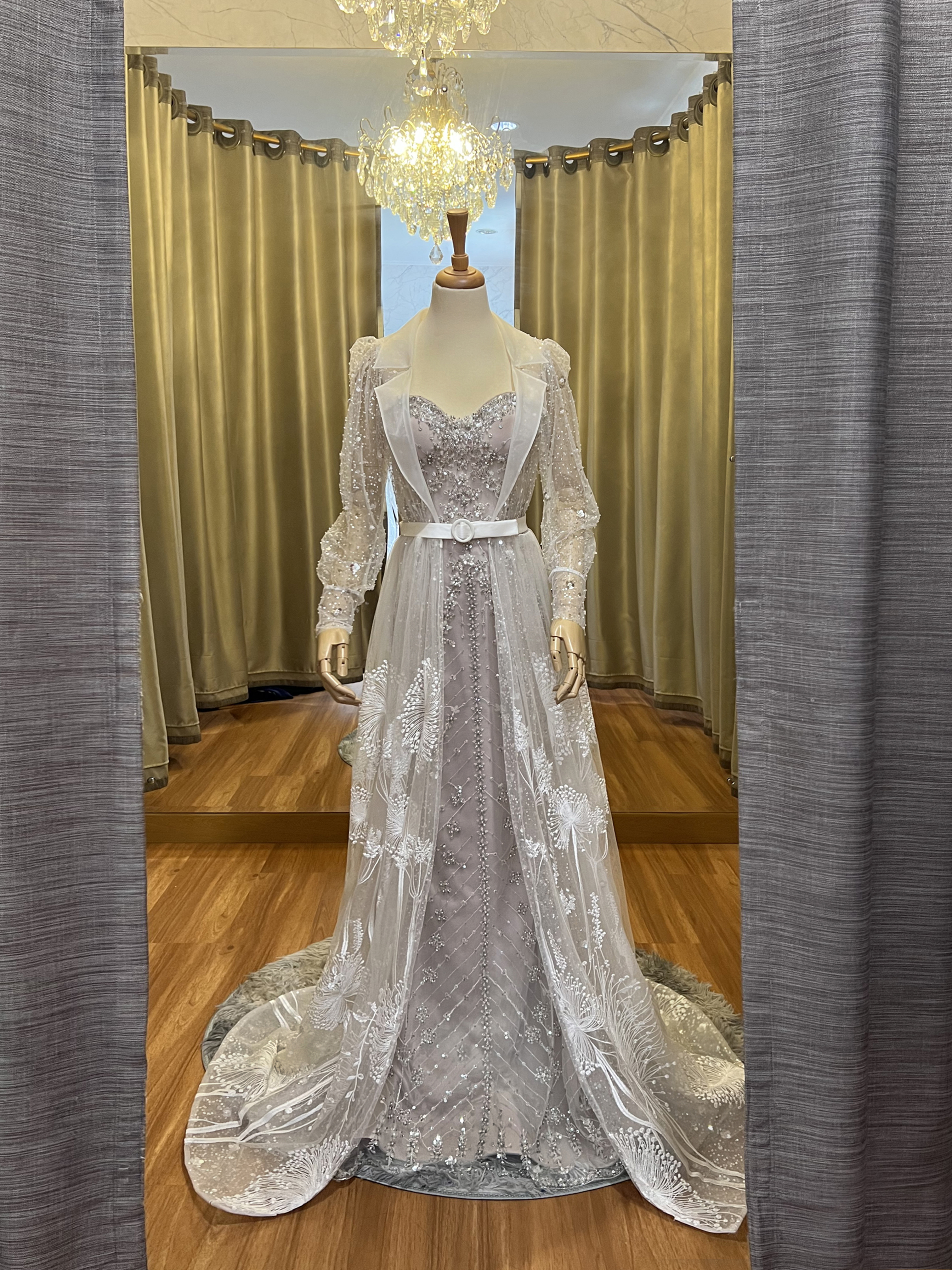 WC006 -  Lumina Fleur: The Transforming Chandelier beaded Gown with Dandelion Outer