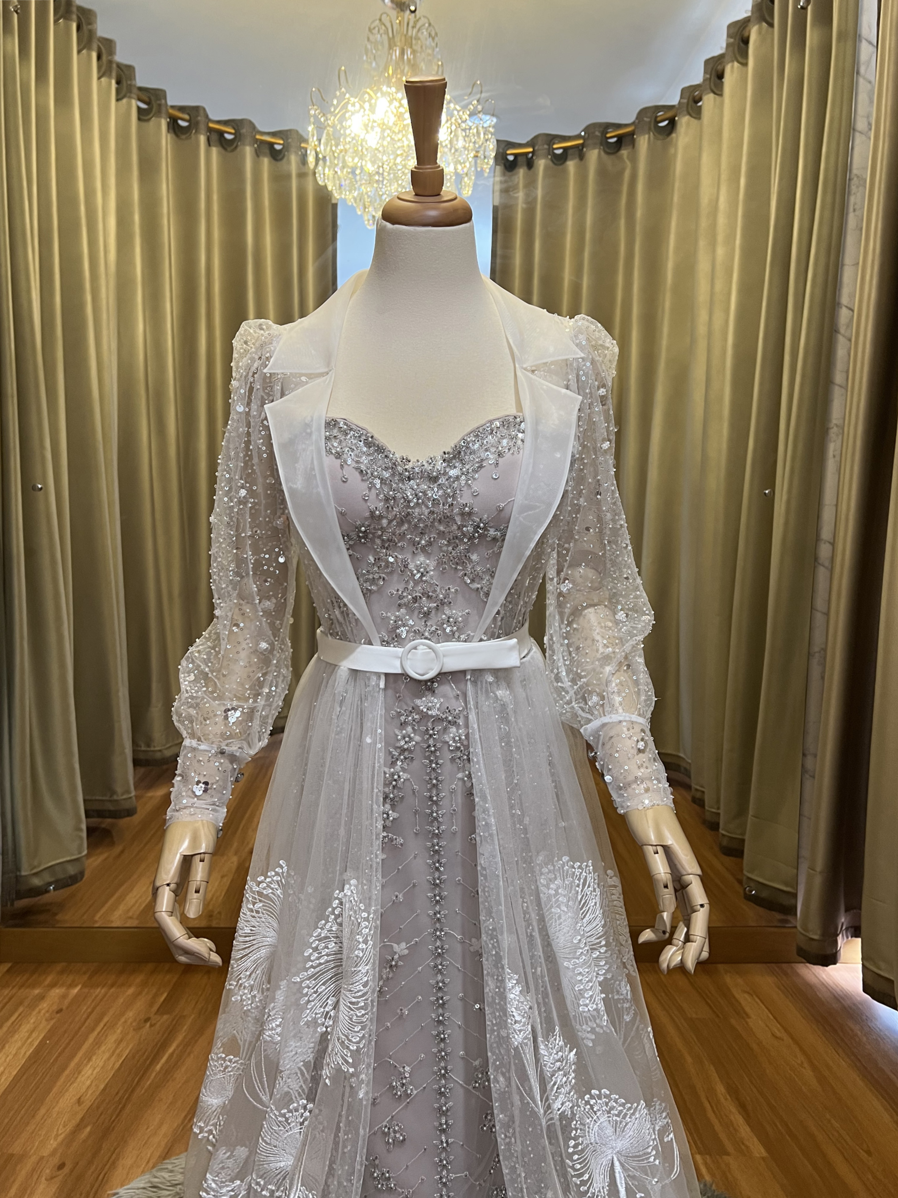 WC006 -  Lumina Fleur: The Transforming Chandelier beaded Gown with Dandelion Outer