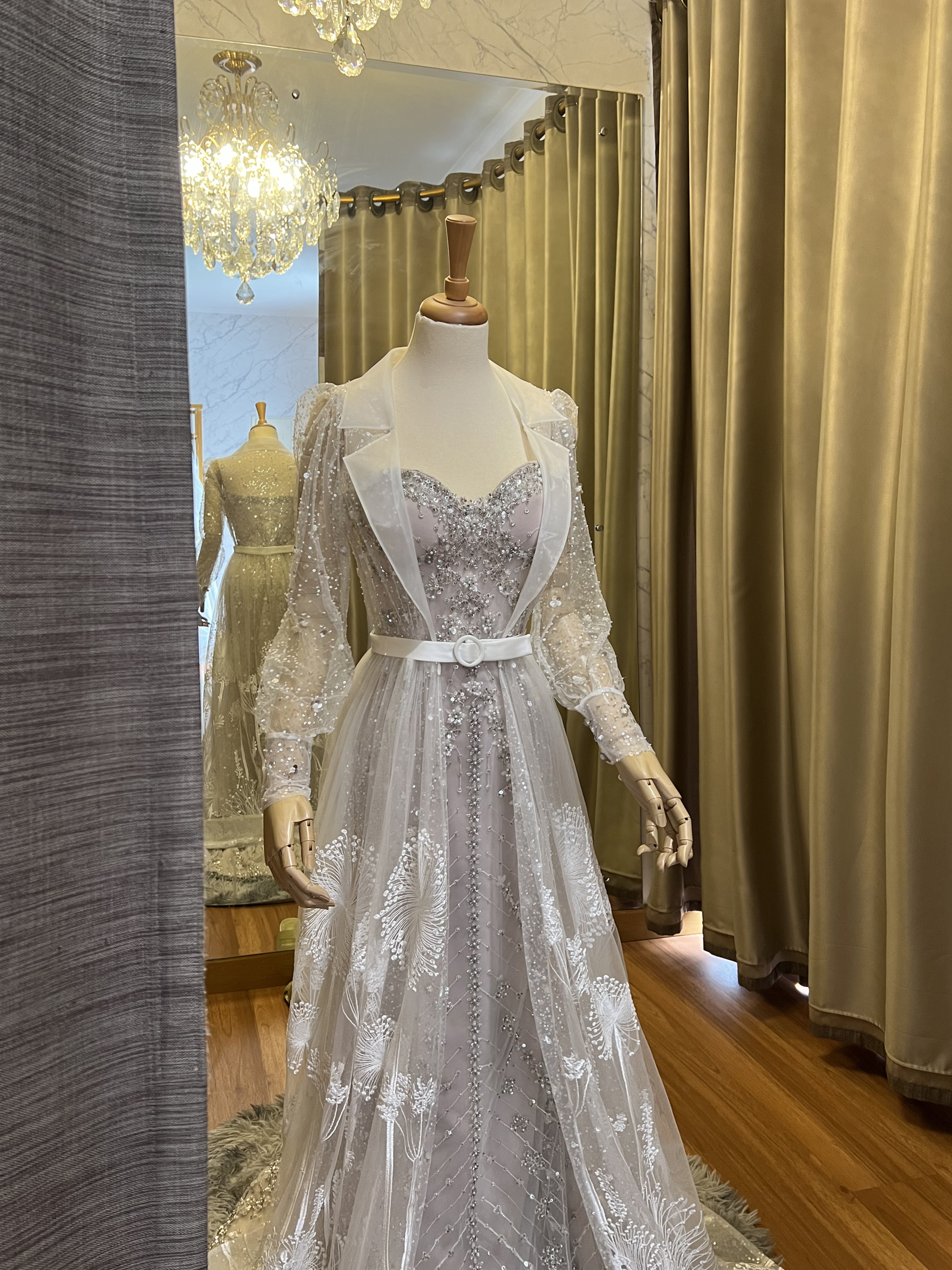 WC006 -  Lumina Fleur: The Transforming Chandelier beaded Gown with Dandelion Outer