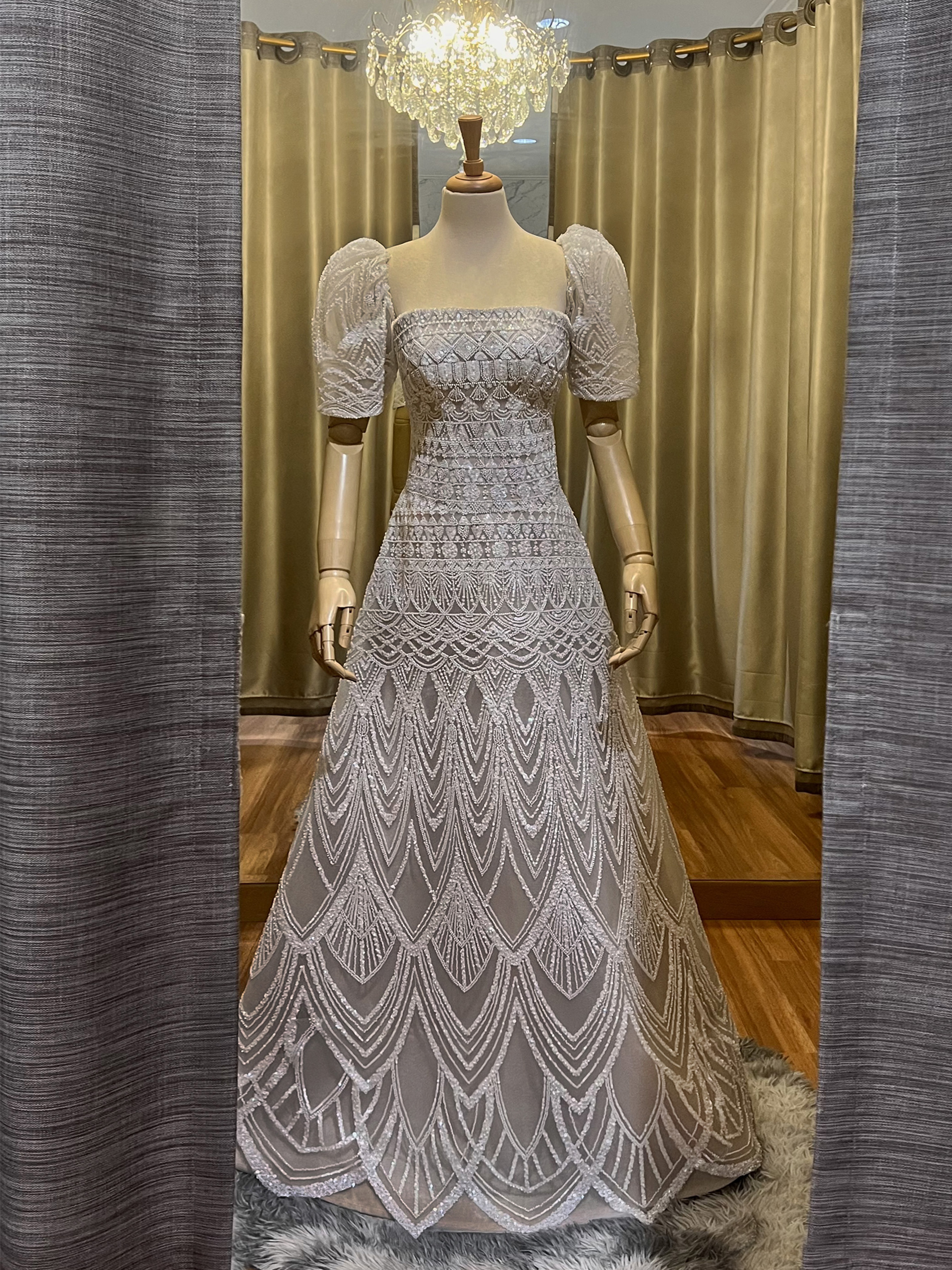 WC007 -  Ember : The Modern Tribal A-Line Wedding Gown