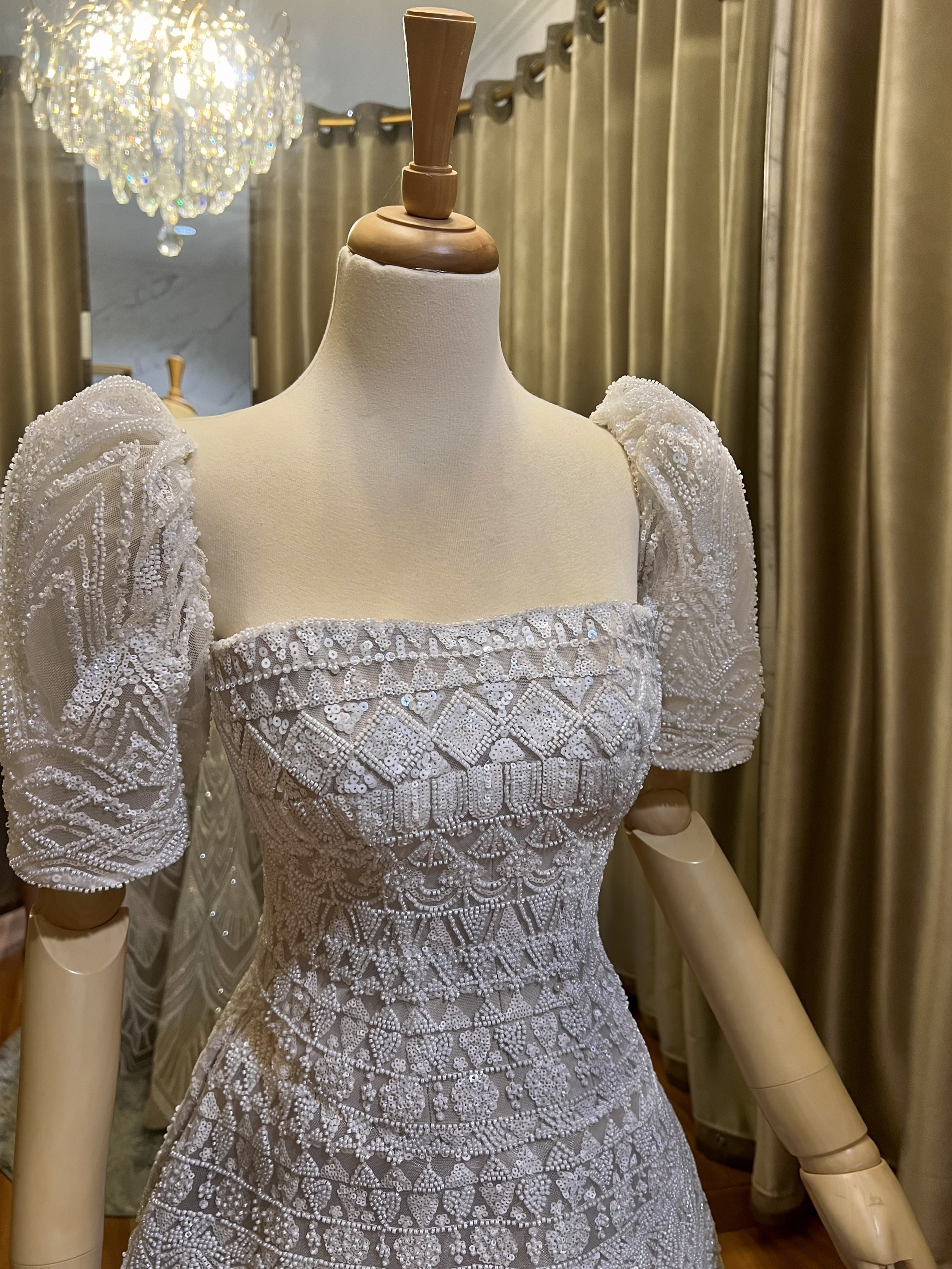 WC007 -  Ember : The Modern Tribal A-Line Wedding Gown