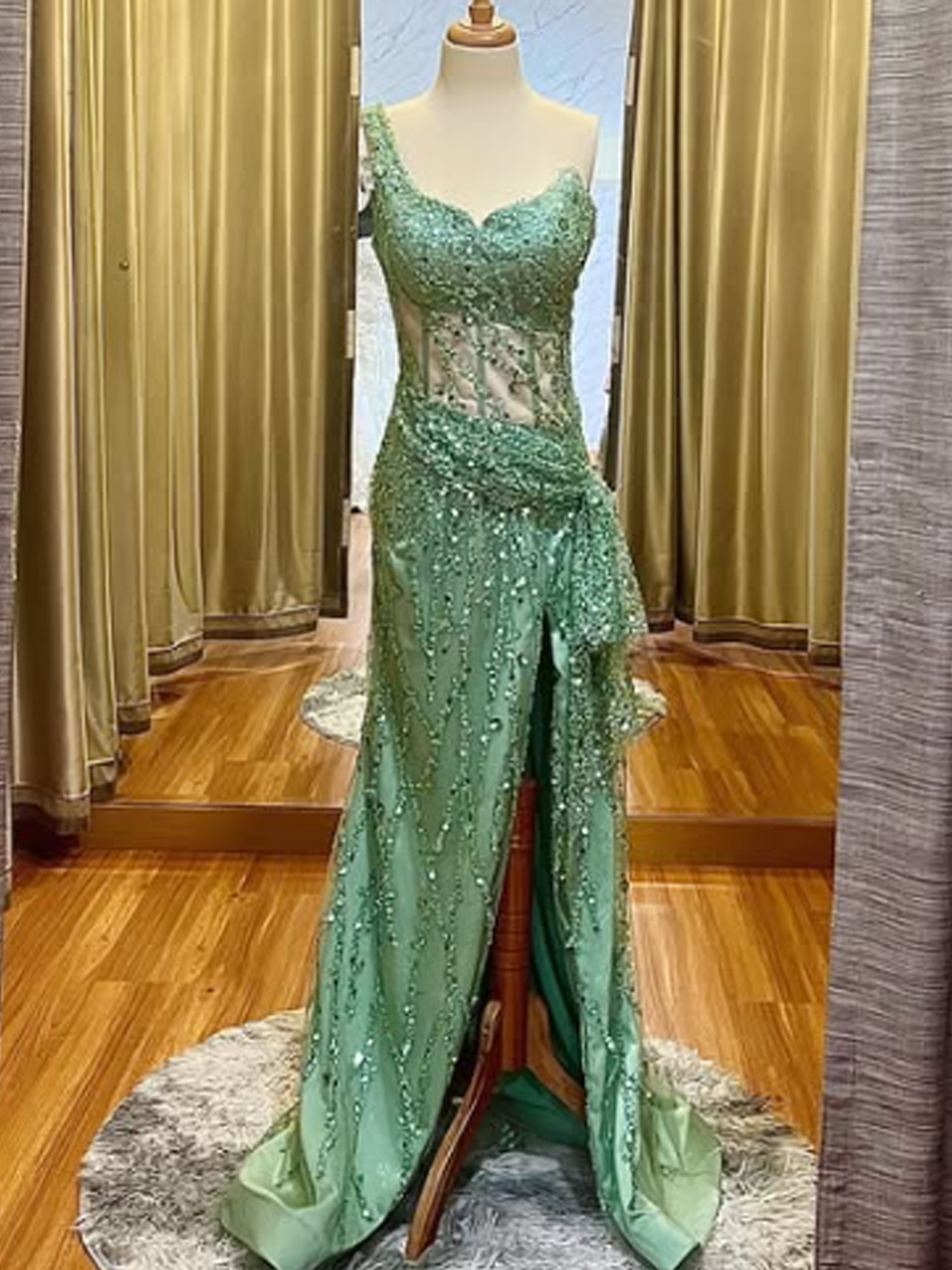 GC010 - Verdant Muse: The Sage Siren Gown