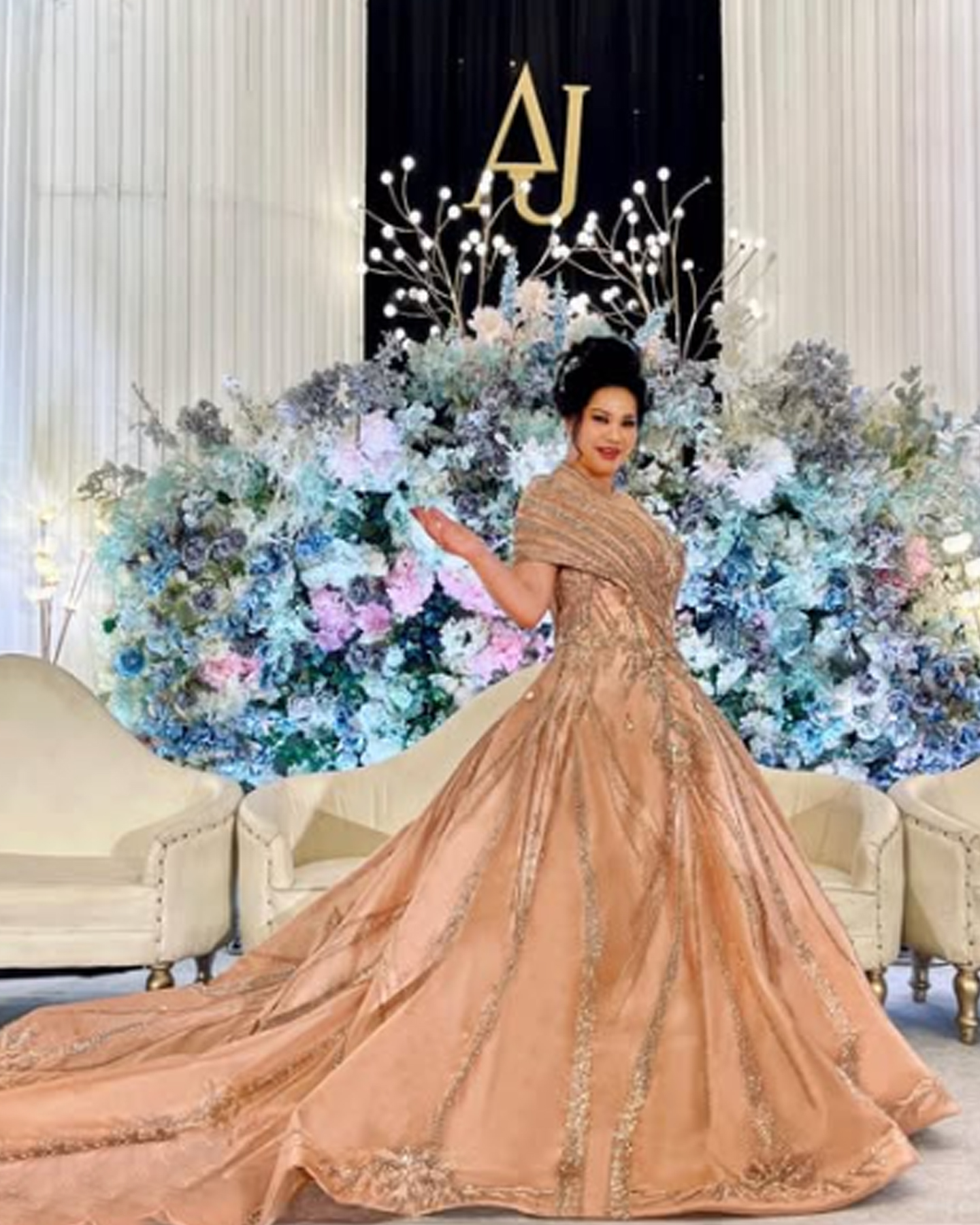 GC017 - Blush Eclipse: A Gown of Golden Dusk