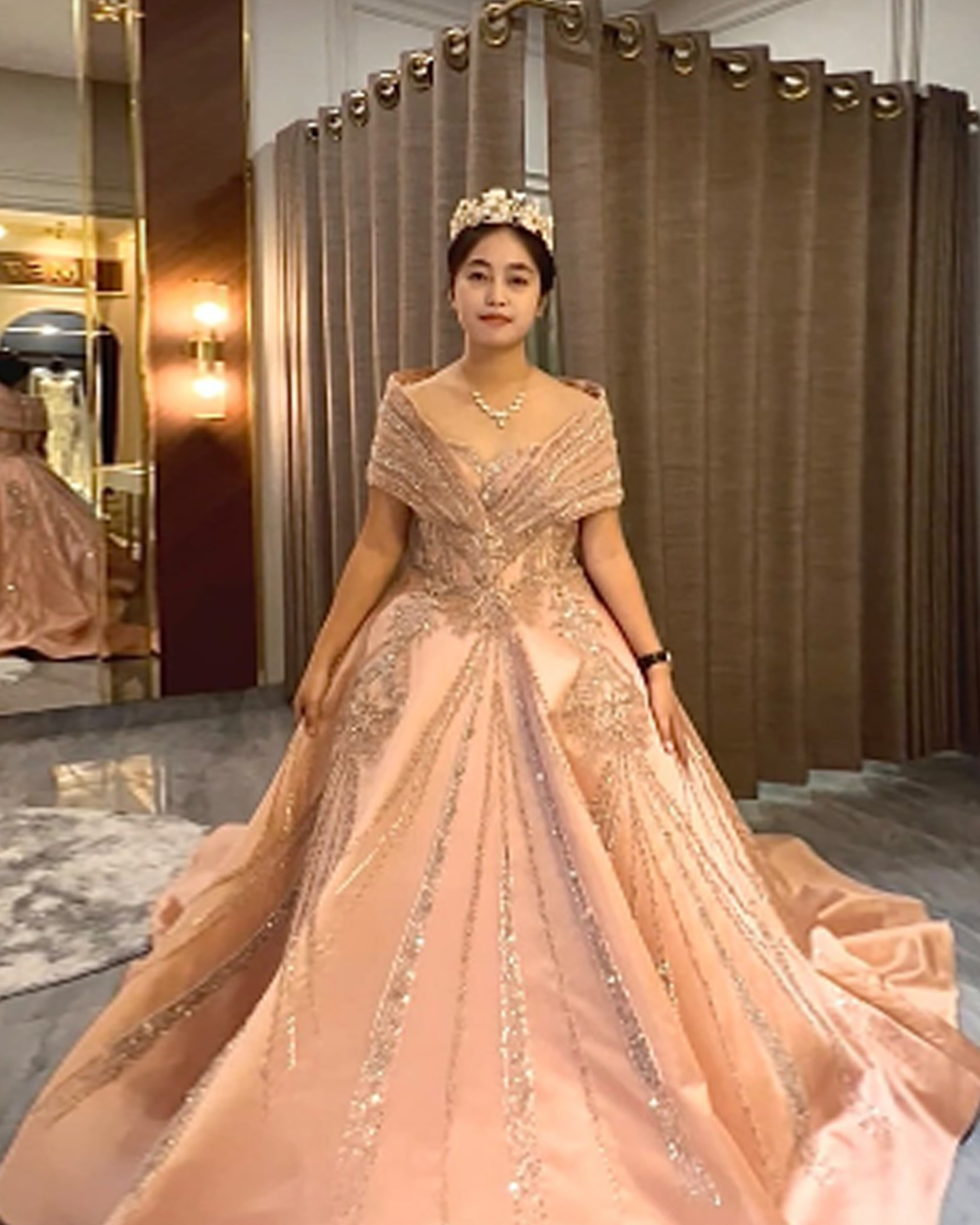GC017 - Blush Eclipse: A Gown of Golden Dusk
