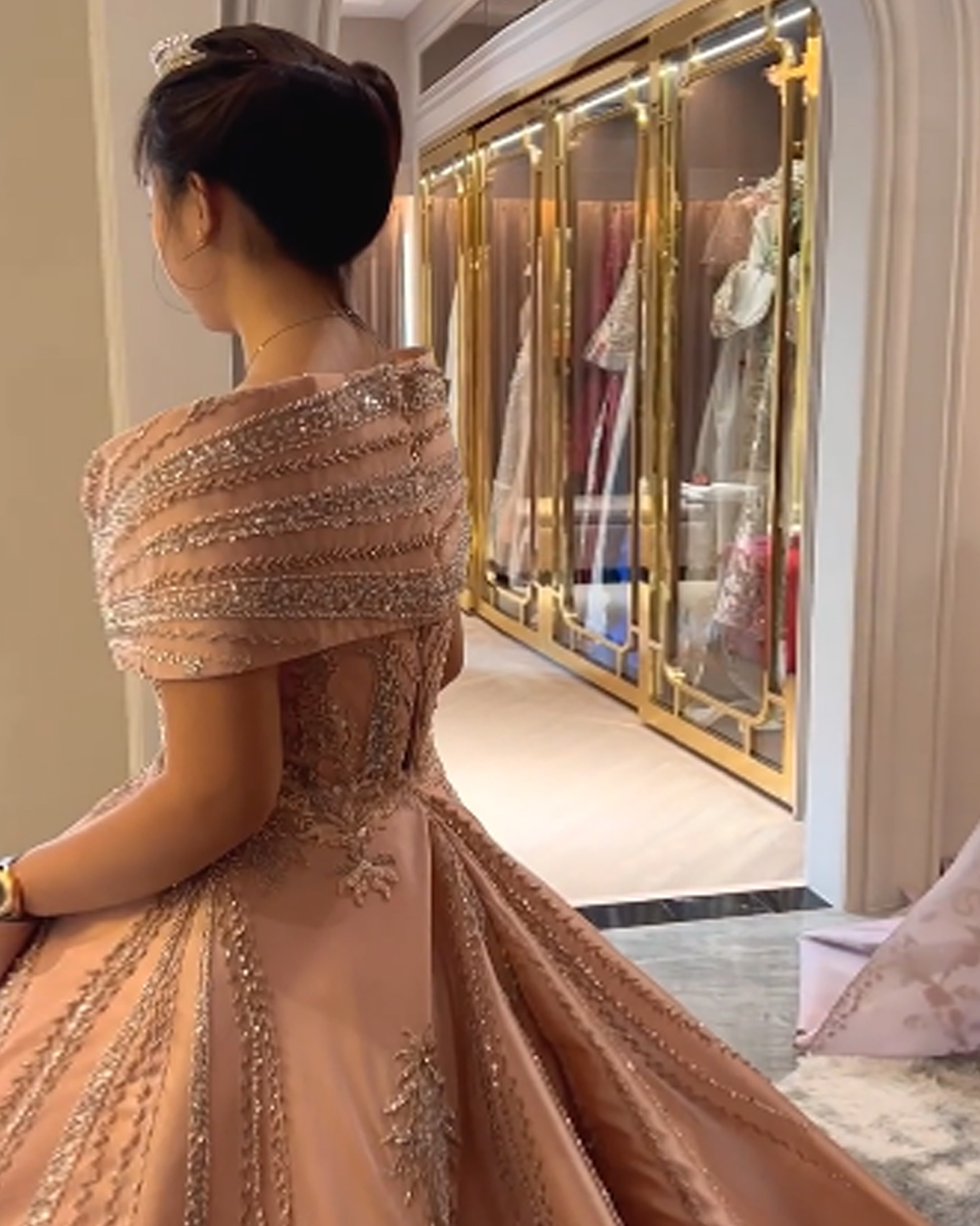 GC017 - Blush Eclipse: A Gown of Golden Dusk