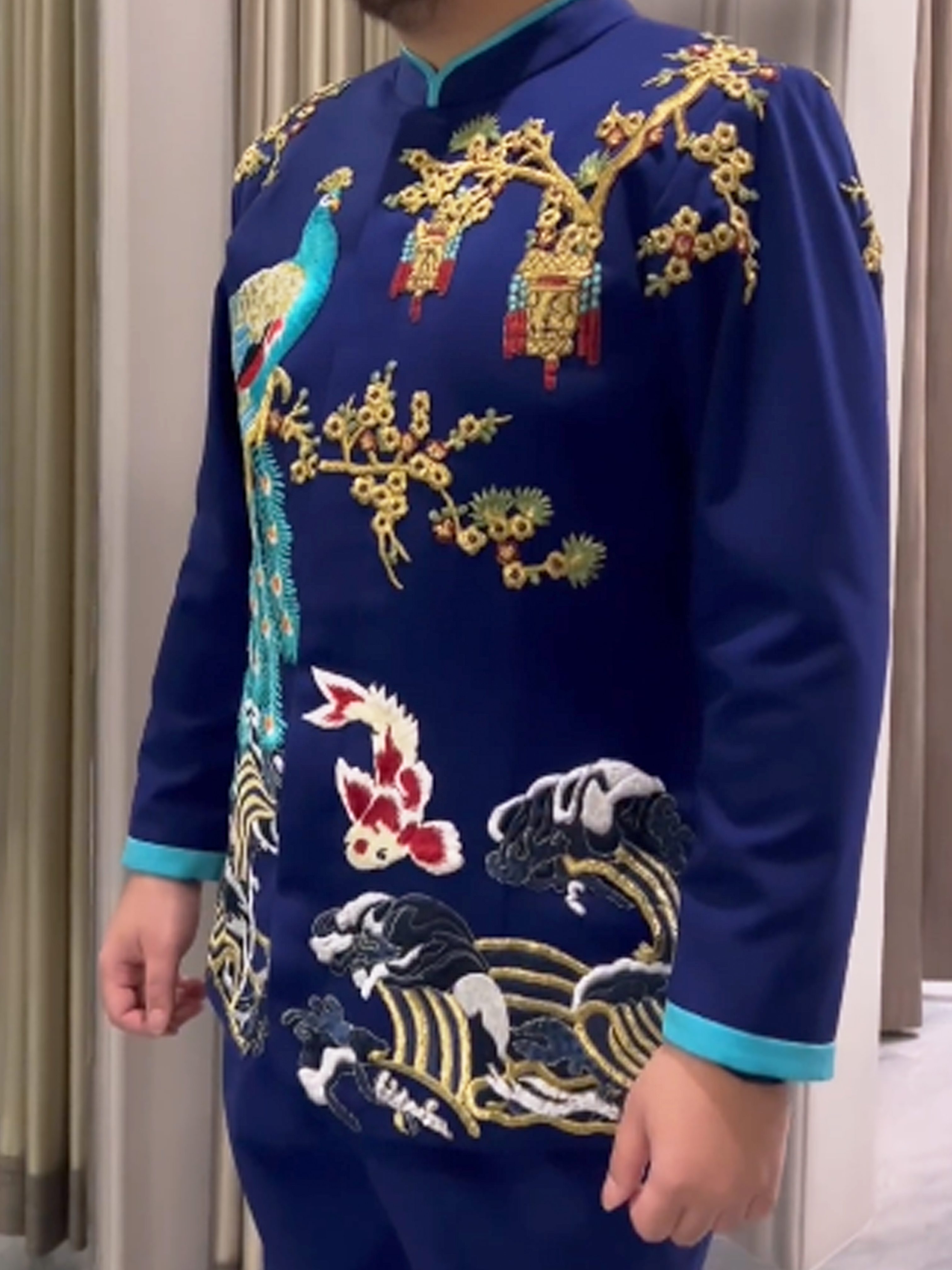 CC033 -  Turquoise Majesty: Peacock Embroidered Changsam