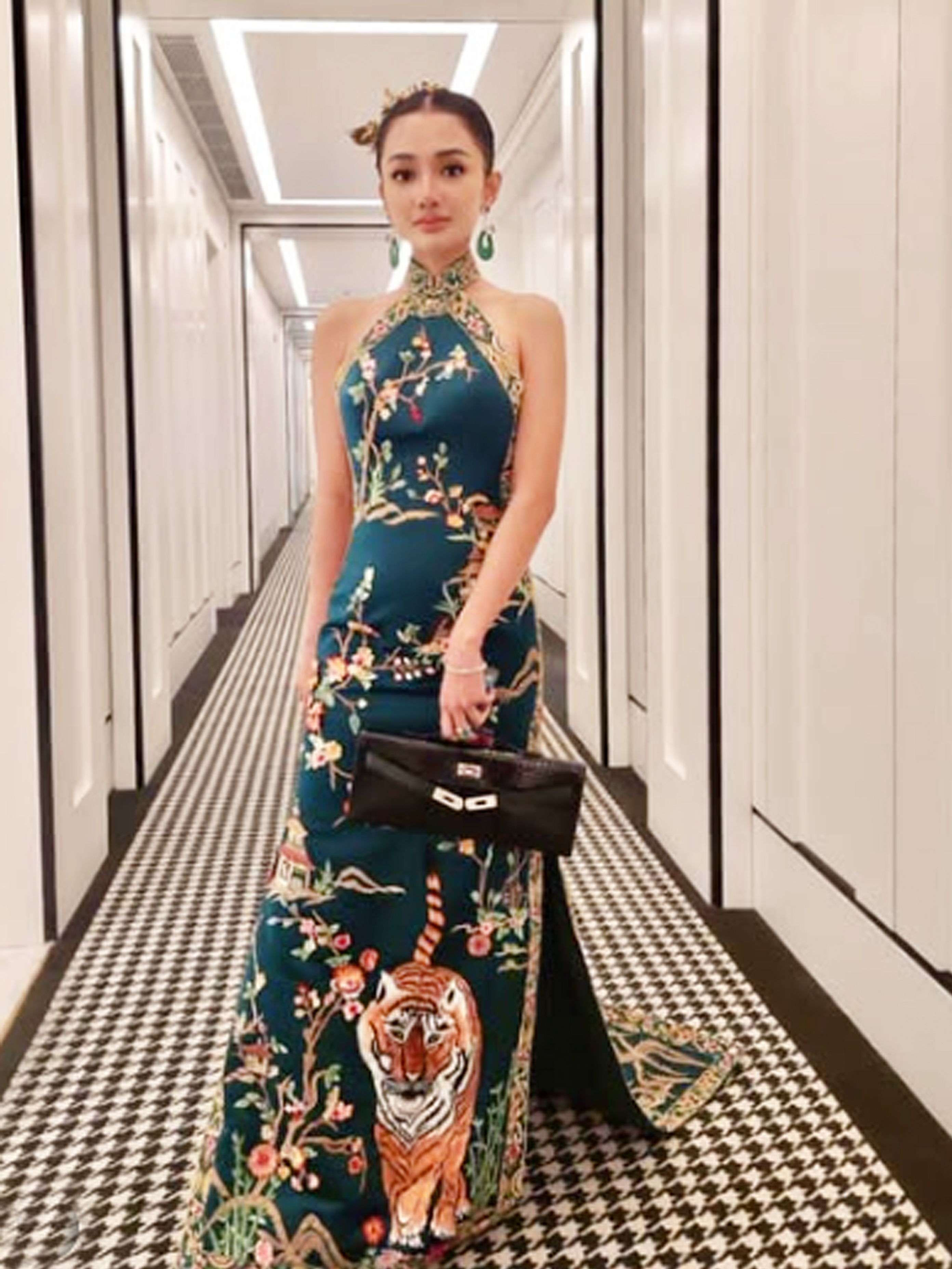 CC036 -  Majestic Harmony: The Tiger and Phoenix Cheongsam