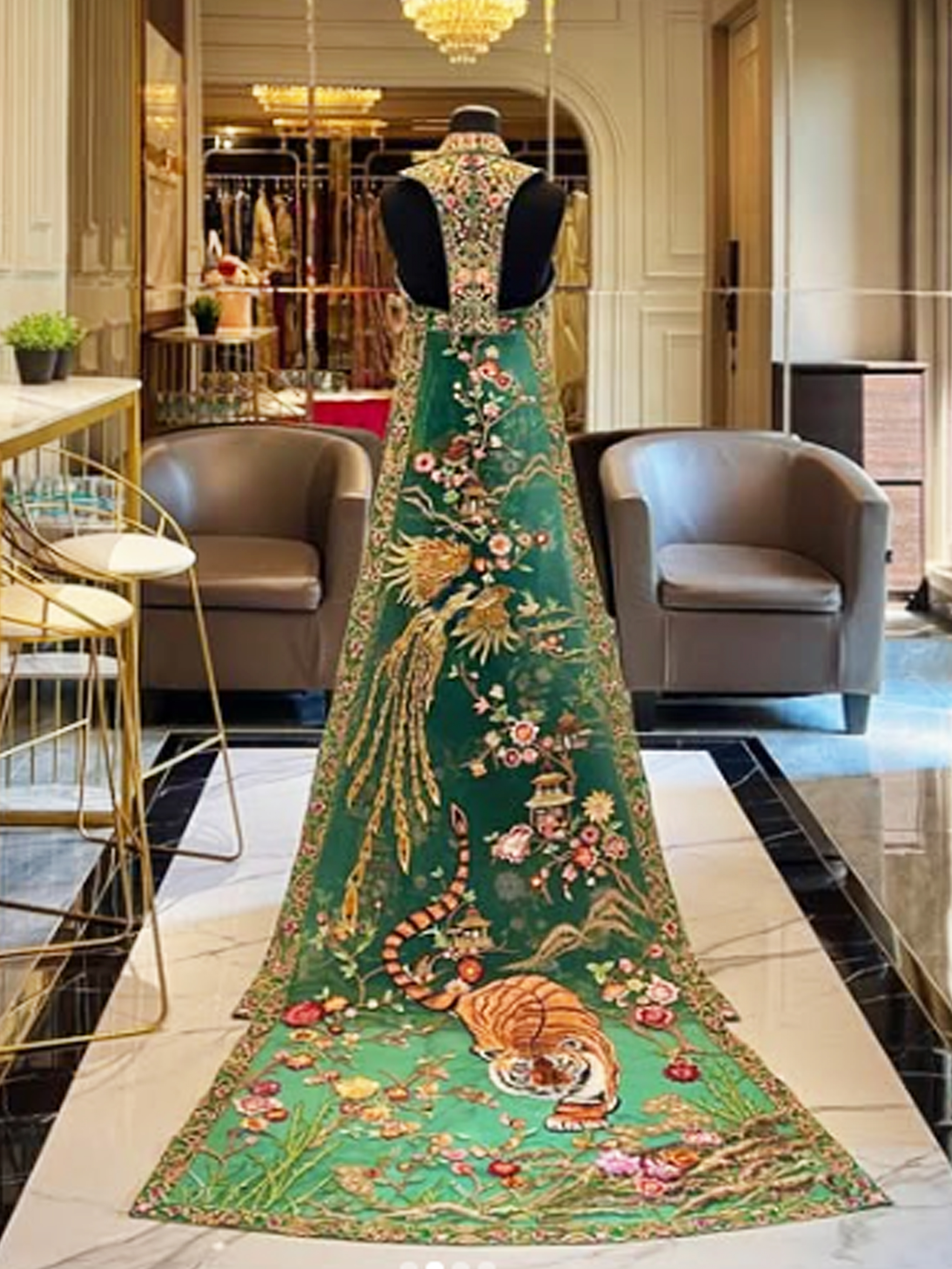 CC036 -  Majestic Harmony: The Tiger and Phoenix Cheongsam