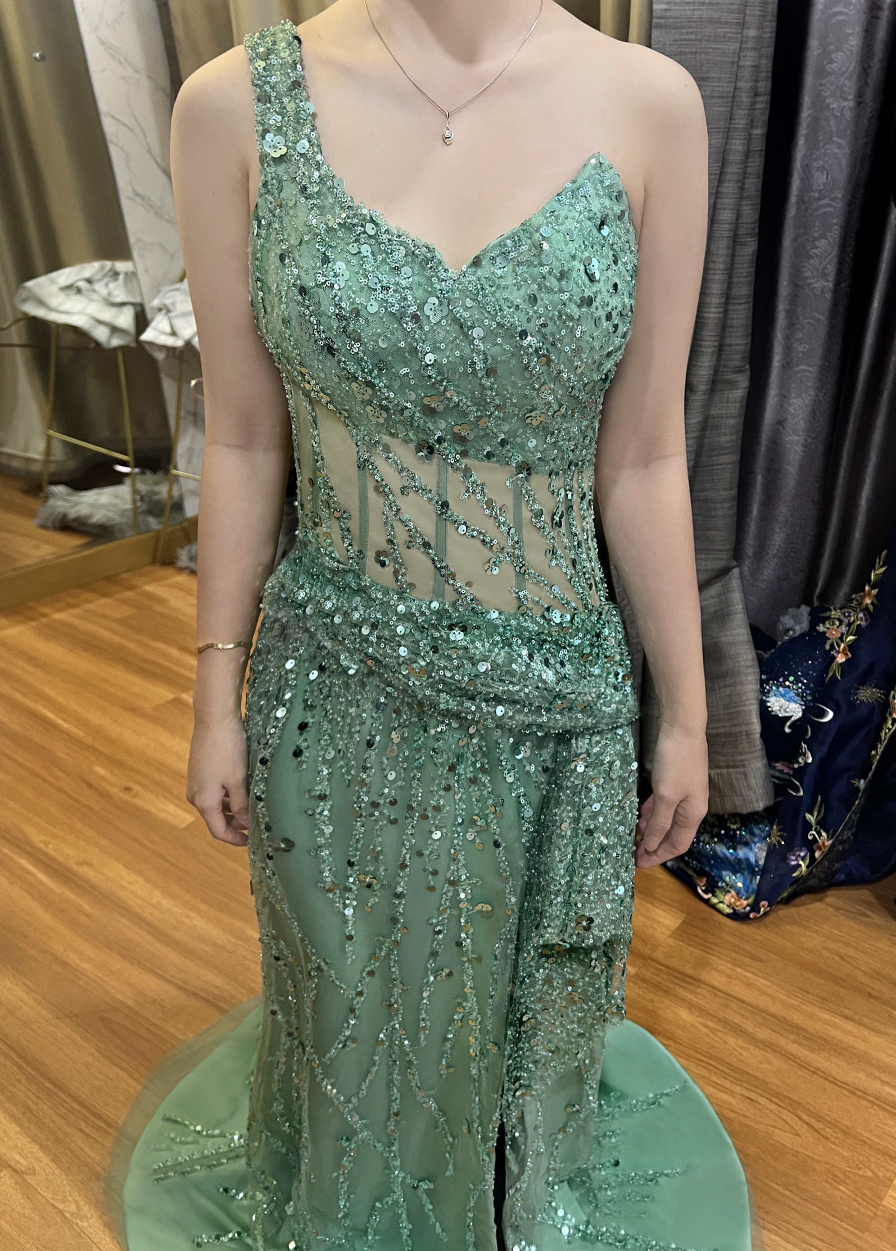 GC010 - Verdant Muse: The Sage Siren Gown