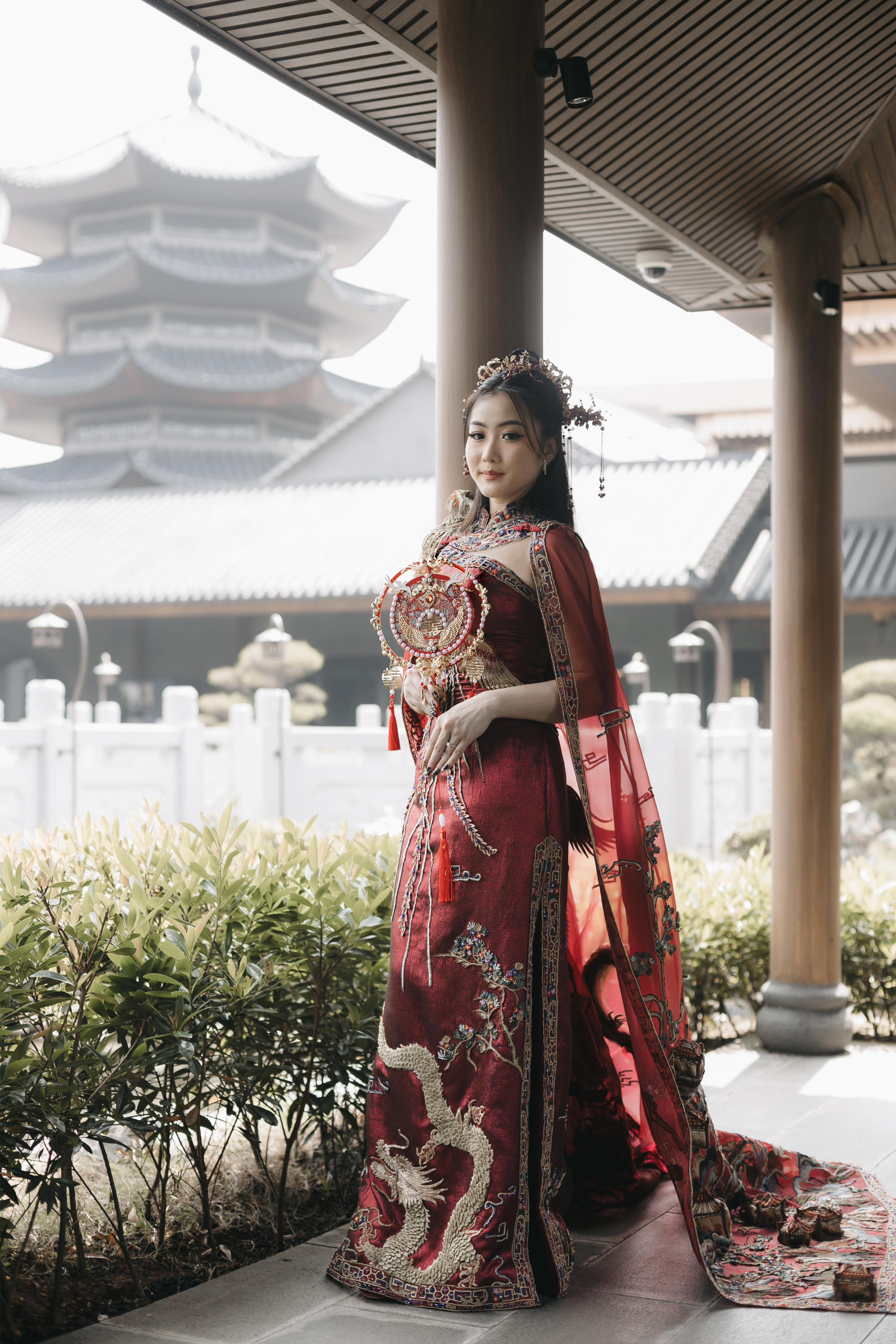 CC029 -  3D Embroidered Cape of Chinese Emperor Inspired Cheongsam