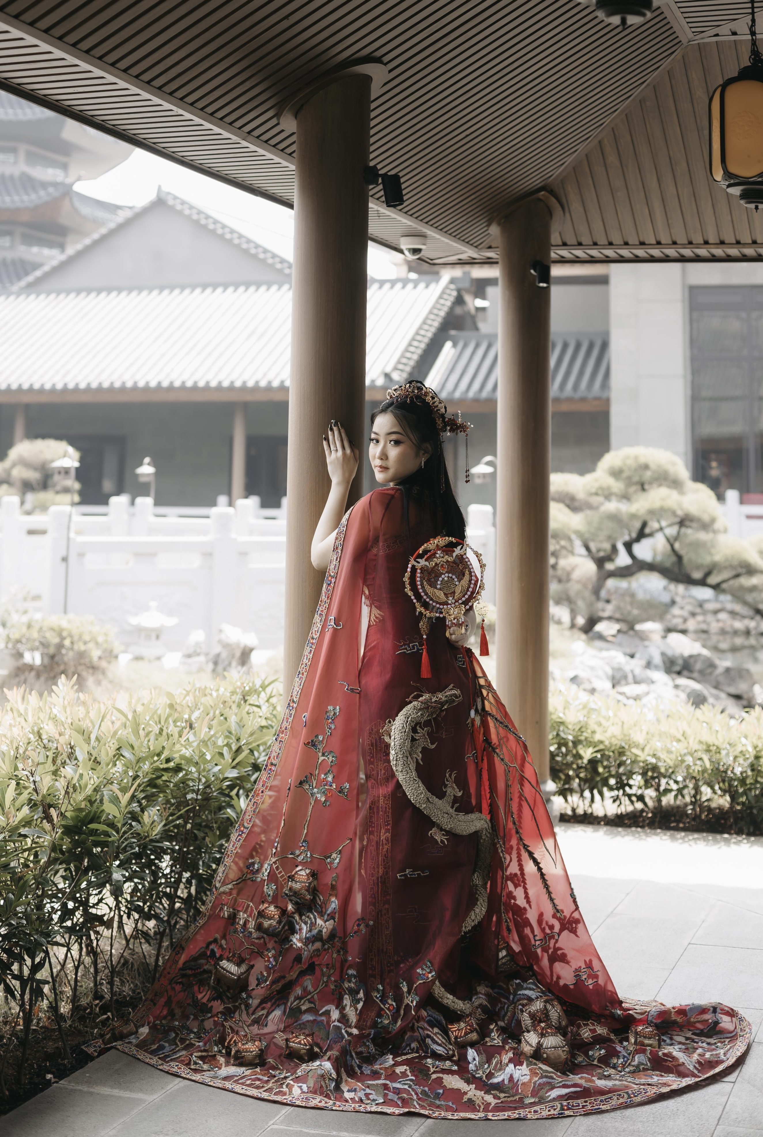 CC029 -  3D Embroidered Cape of Chinese Emperor Inspired Cheongsam