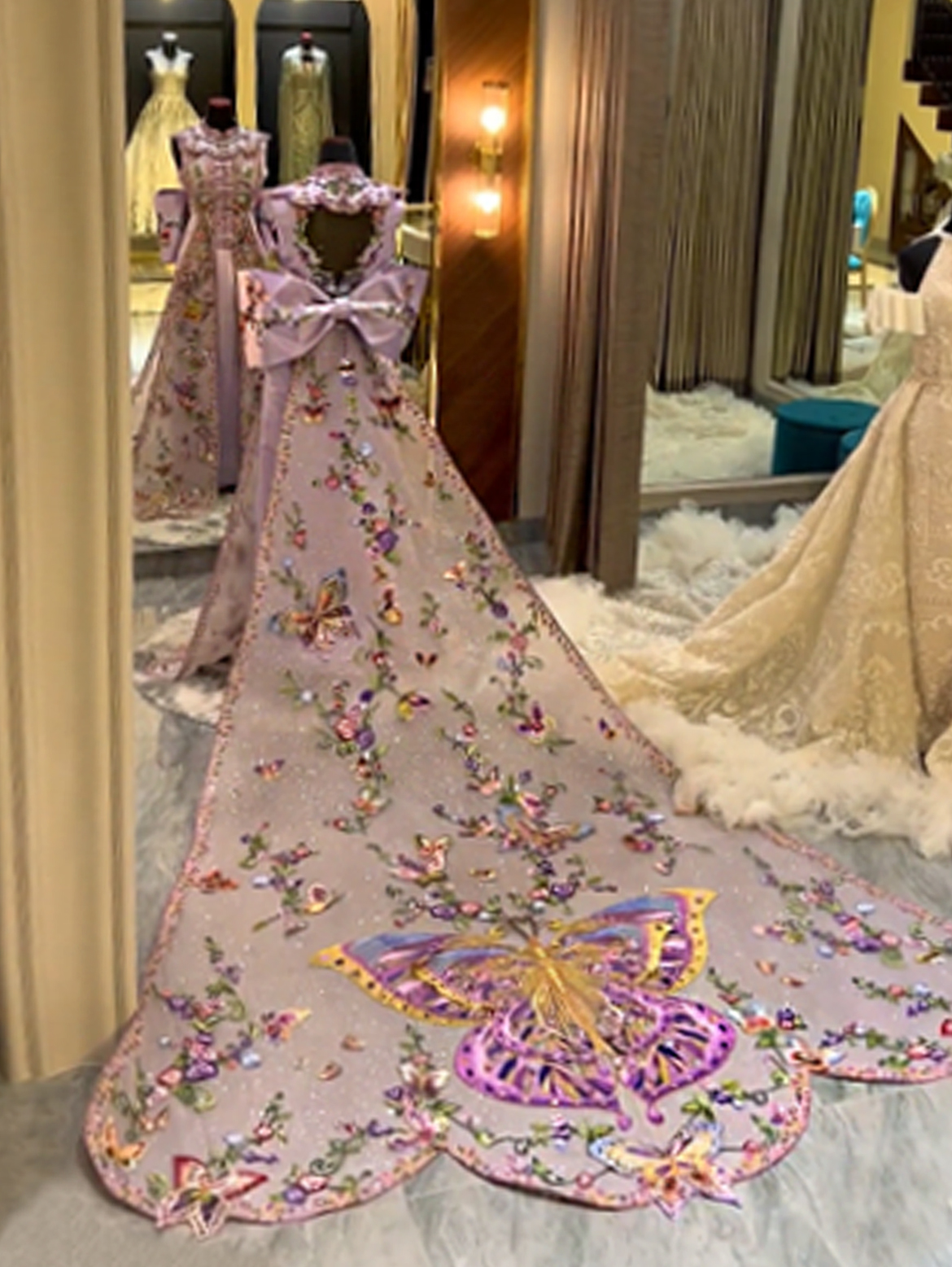 CC040 -  Versatile and Dreamy Lilac Butterfly Cheongsam Fantasy