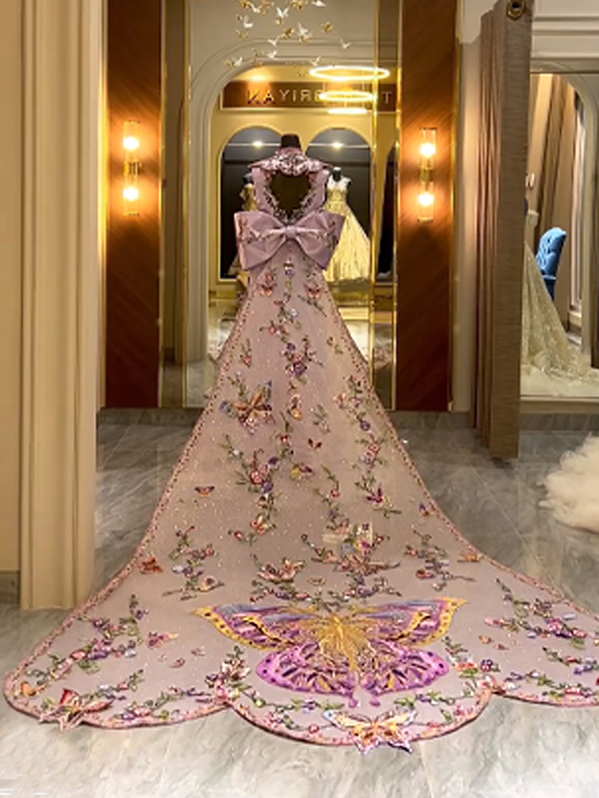 CC040 -  Versatile and Dreamy Lilac Butterfly Cheongsam Fantasy