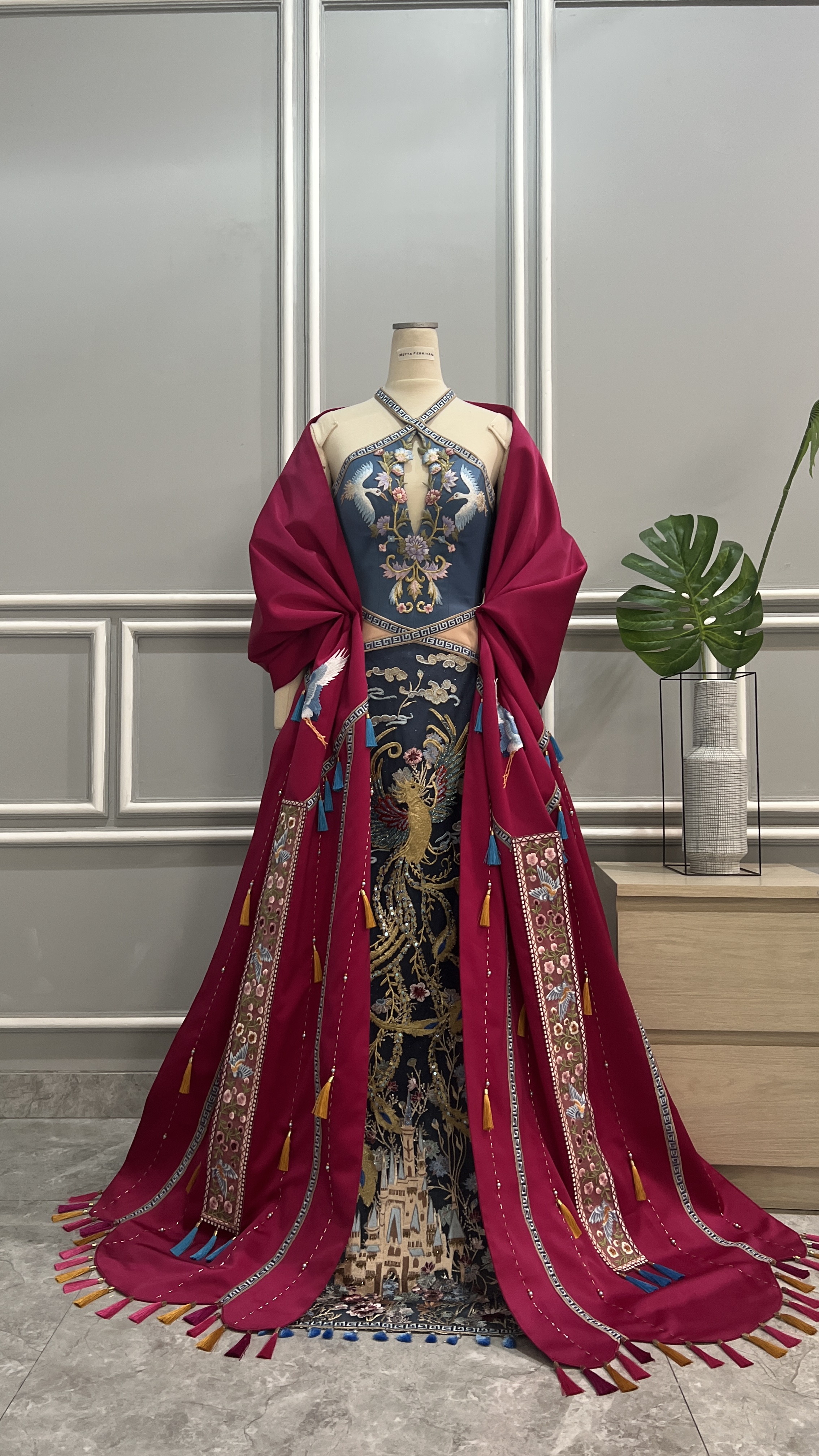 CC042 -  Aegean Dreams & Crimson Fuchsia Flames: An Ultimate Contrasting Bold Statement