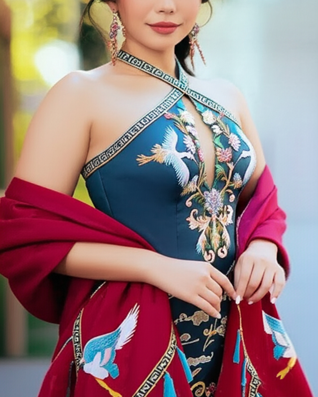 CC042 -  Aegean Dreams & Crimson Fuchsia Flames: An Ultimate Contrasting Bold Statement