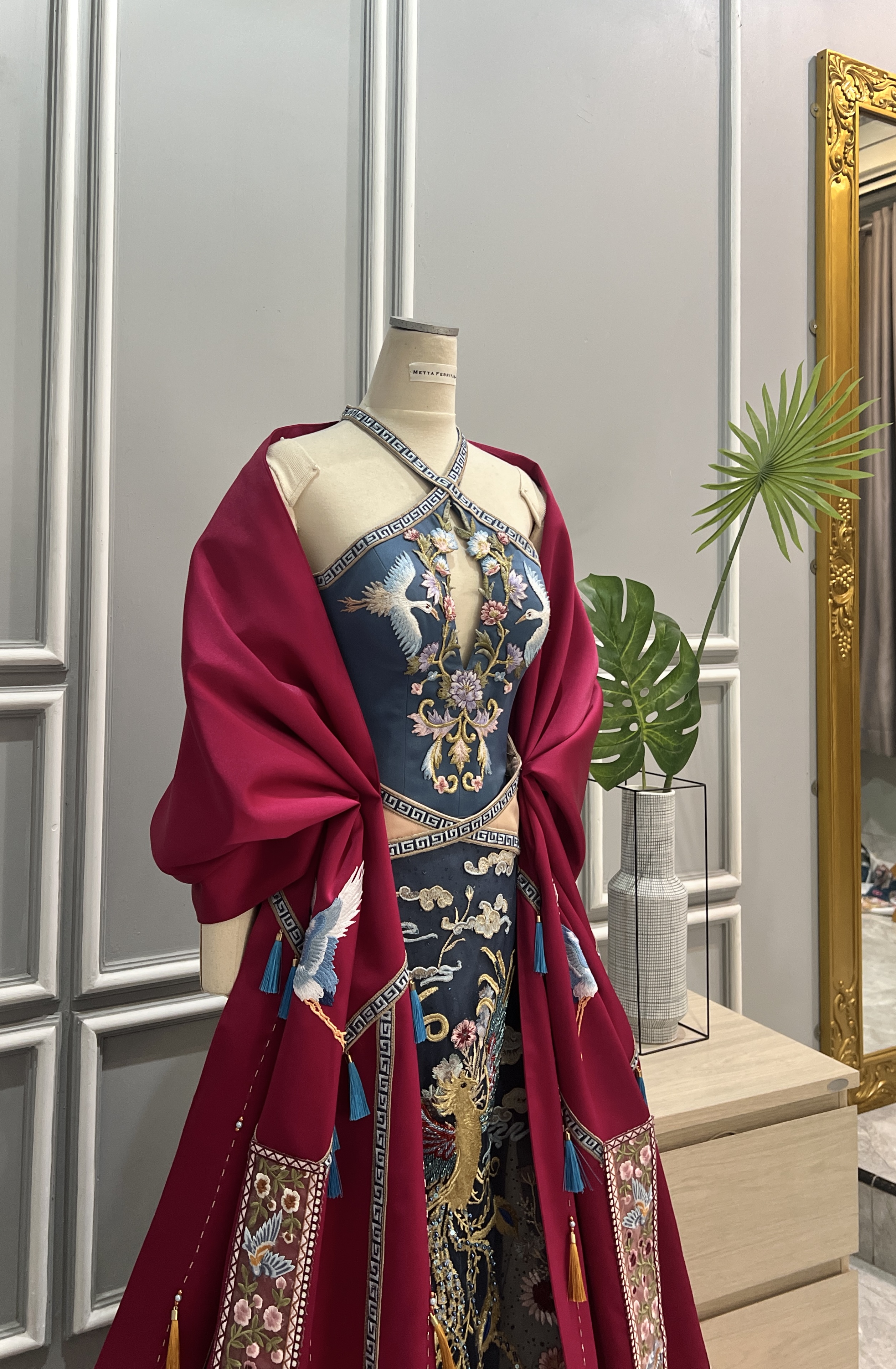 CC042 -  Aegean Dreams & Crimson Fuchsia Flames: An Ultimate Contrasting Bold Statement