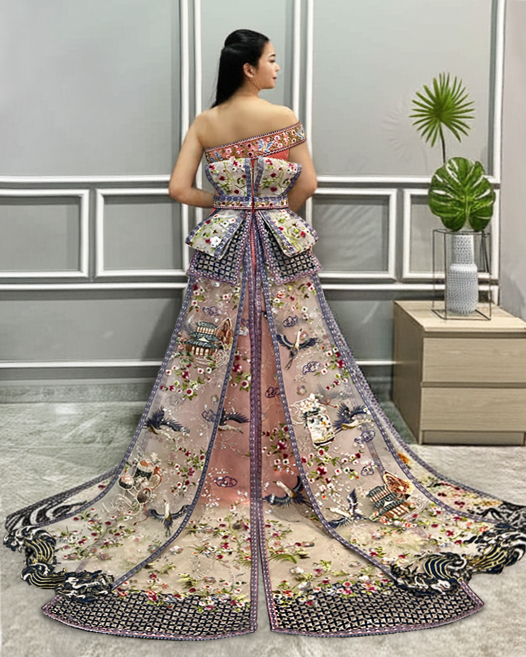 CC043 -  Coral Reverie: A Tapestry of Heritage and Elegance