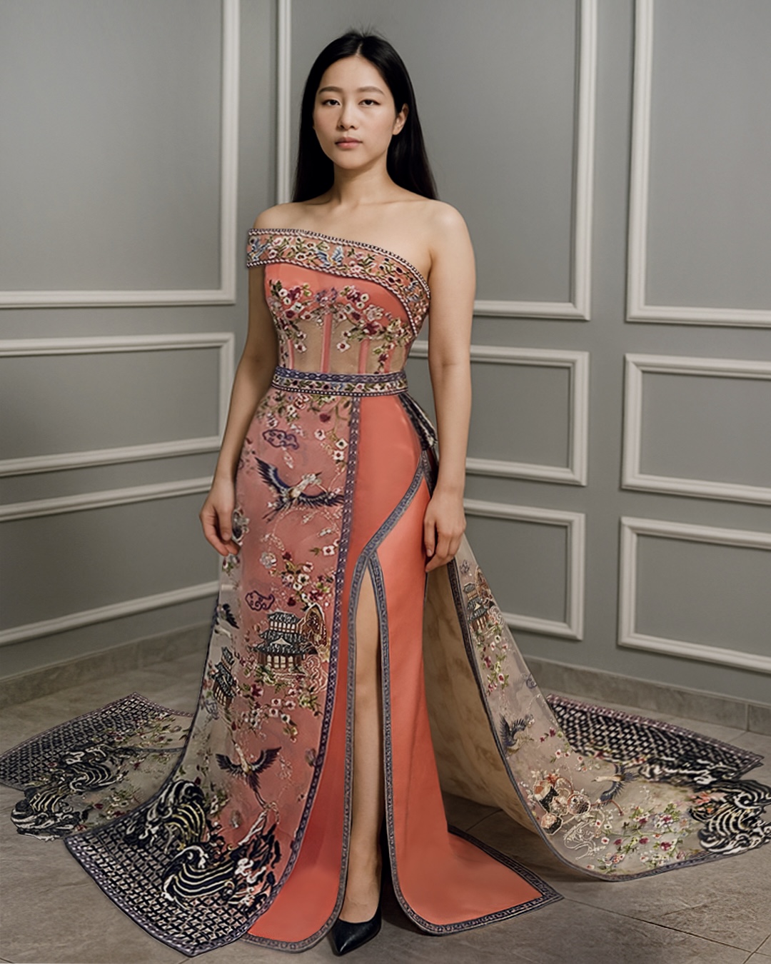 CC043 -  Coral Reverie: A Tapestry of Heritage and Elegance